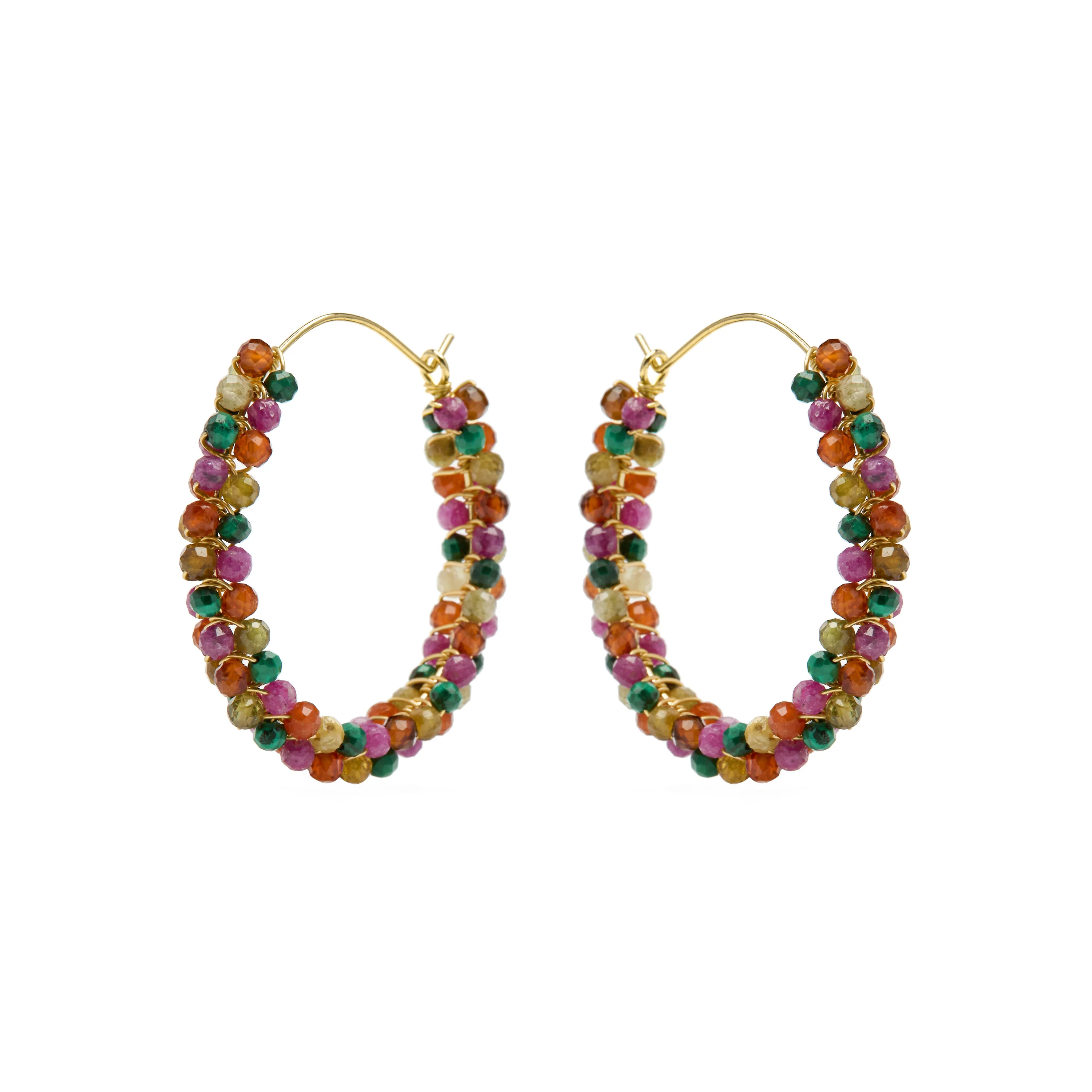 Pendientes de Plata de Ley 925 y Turmalina Multicolor acabado en oro amarillo 18k - Rend - Image 3
