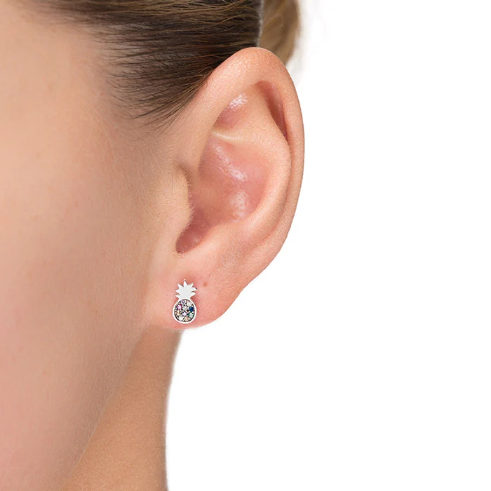 Pendientes de Plata de Ley 925 con Circonita Multicolor acabados en rodio - Renra - Image 2
