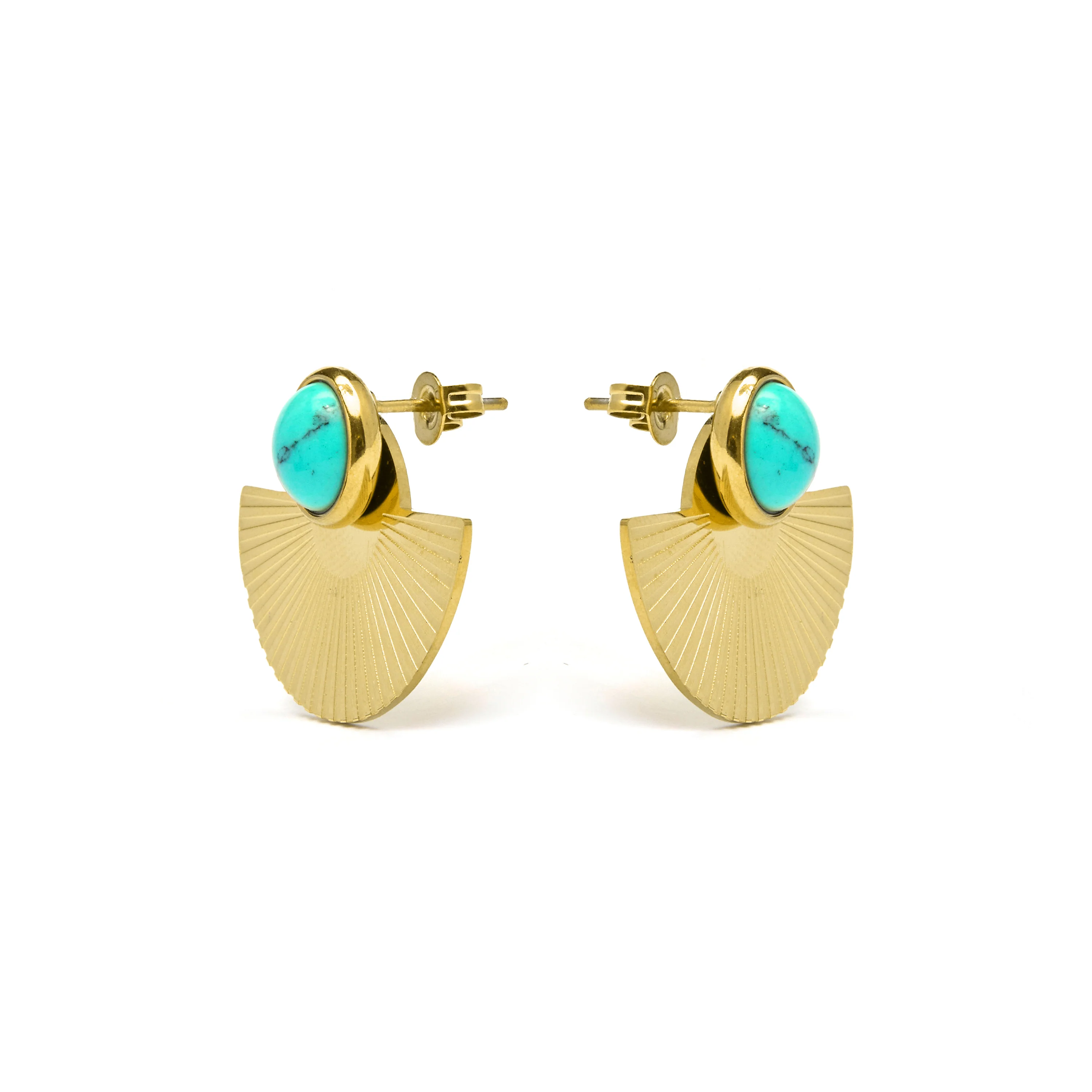 Pendientes de Turquesa acabados en oro amarillo 18K- Ria - Image 3