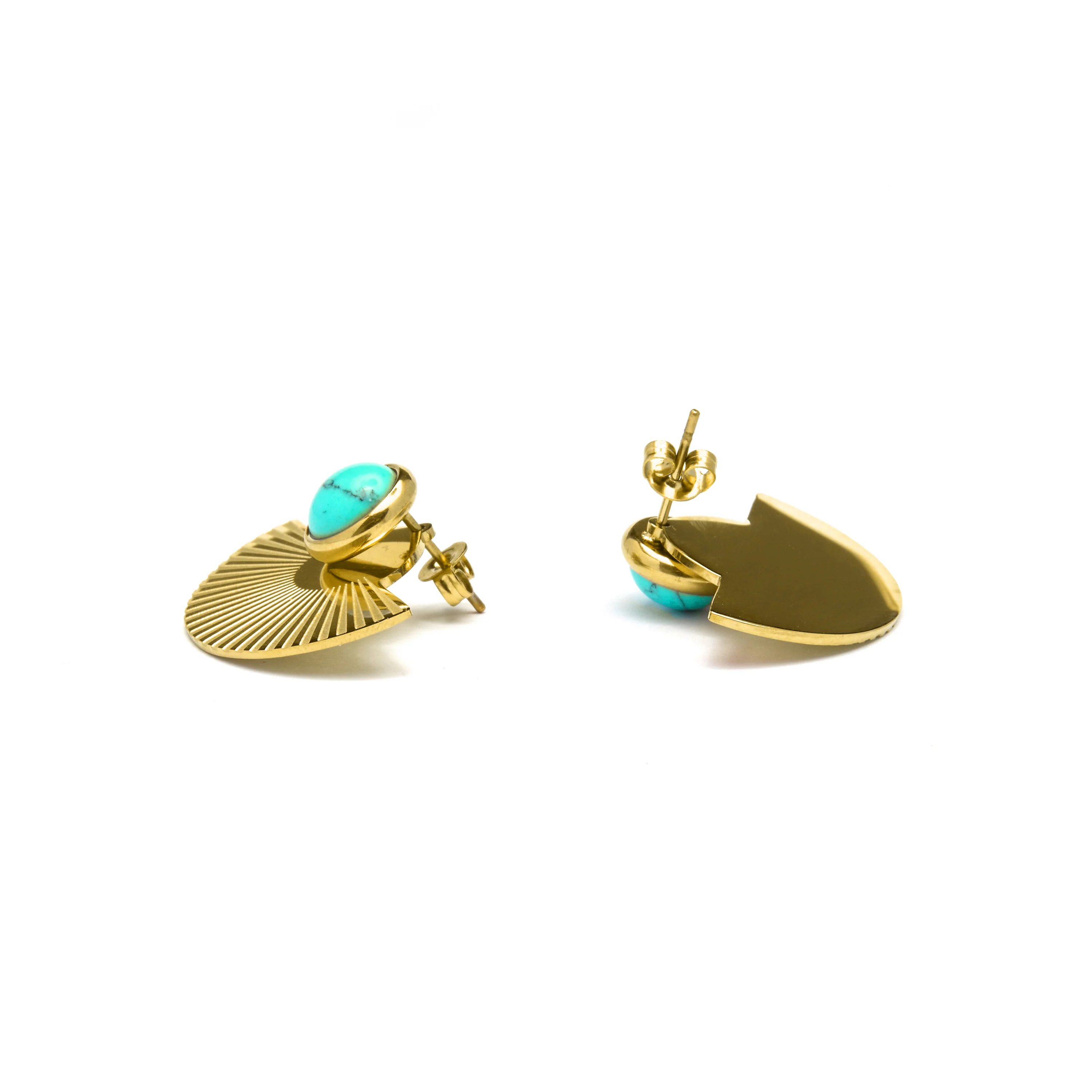 Pendientes de Turquesa acabados en oro amarillo 18K- Ria - Image 4