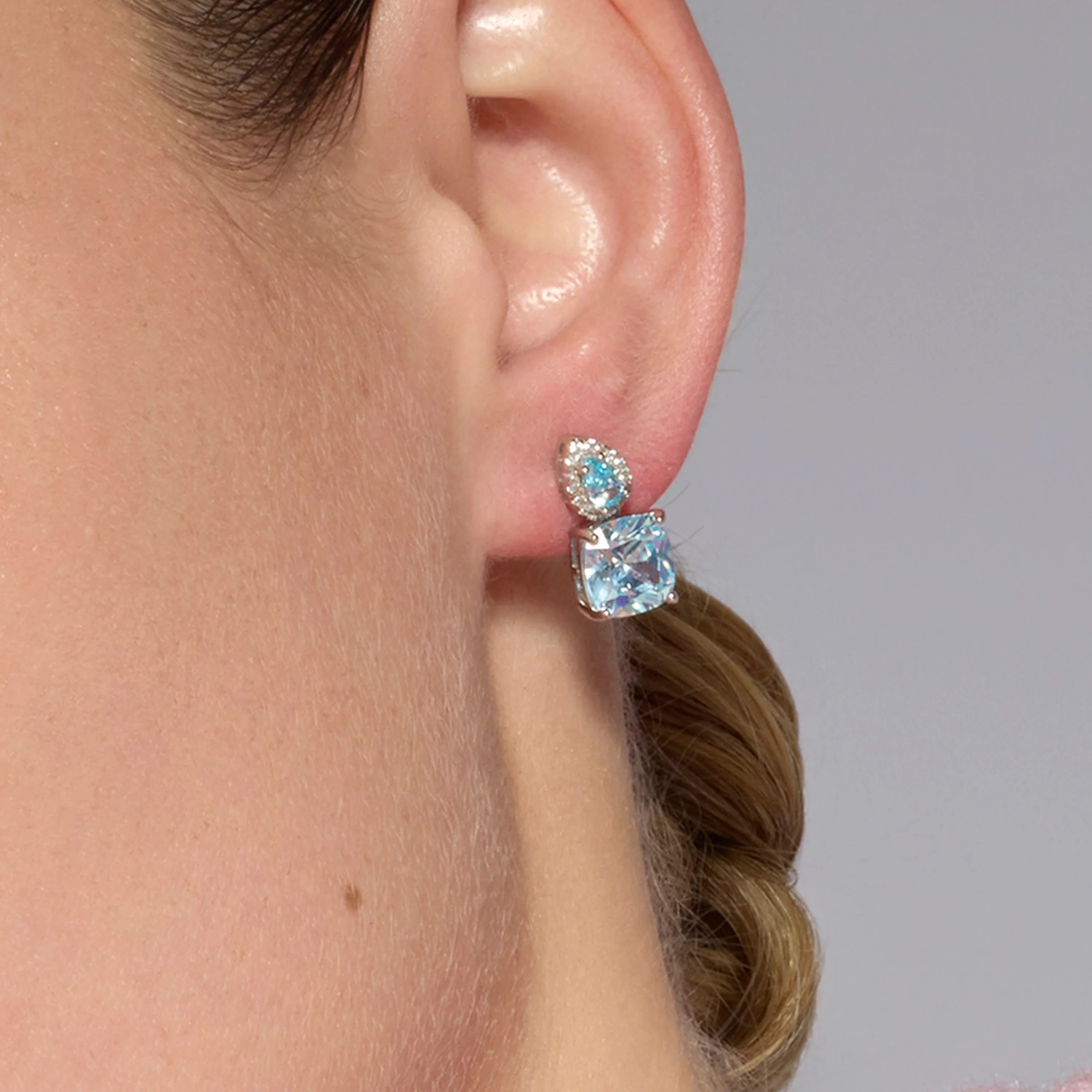 Pendientes de Plata de Ley 925 y Circonita Brillante acabado rodio - Ronni - Image 9