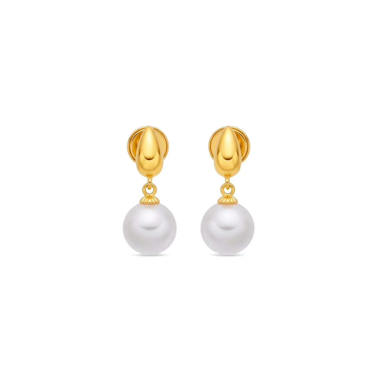 Pendientes de Perla Blanca acabado en oro amarillo de 18k - Rosmi - Image 3