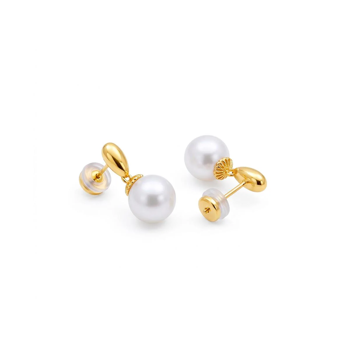 Pendientes de Perla Blanca acabado en oro amarillo de 18k - Rosmi - Image 5