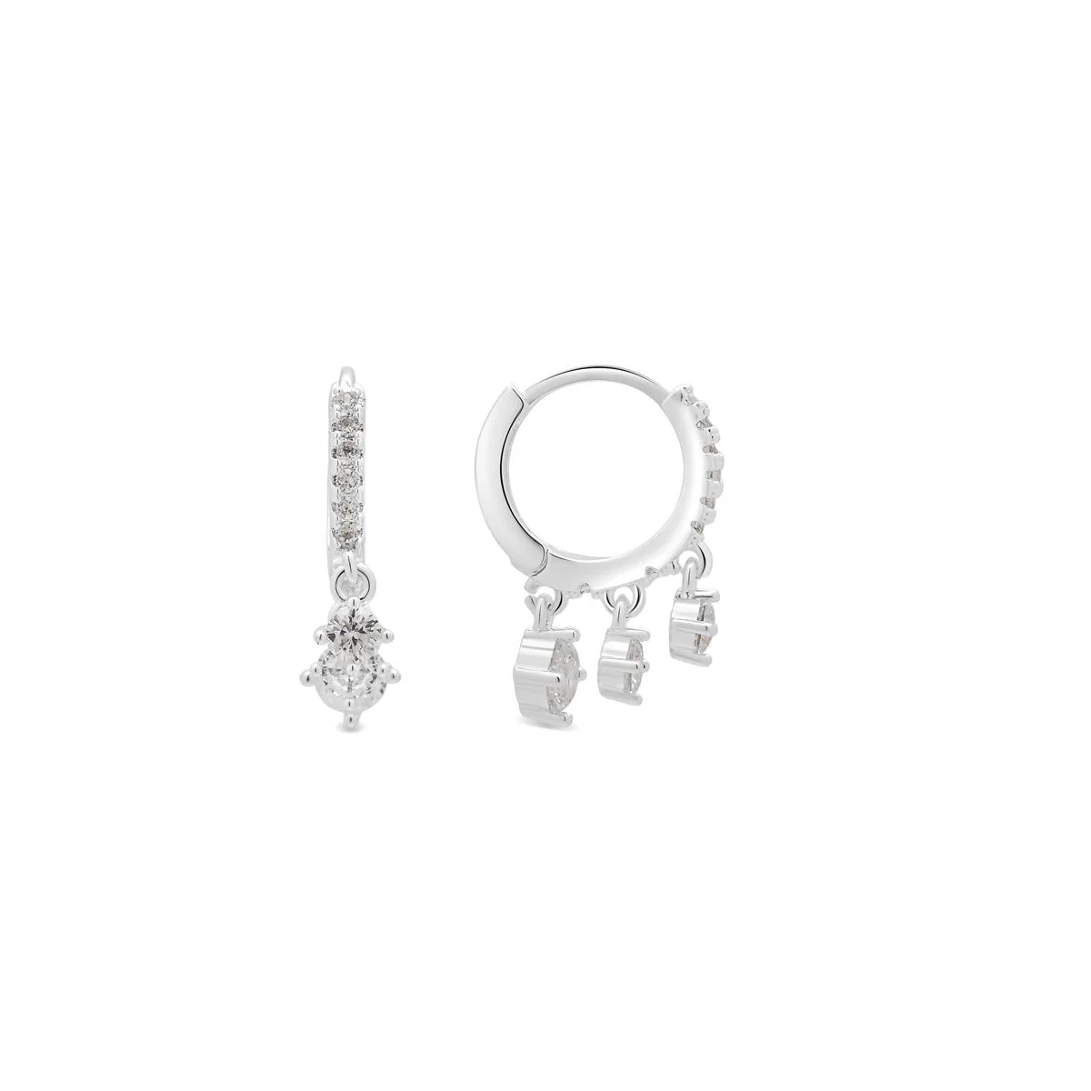 Pendientes de Circonita Brillante Acabado En Plata - Russa