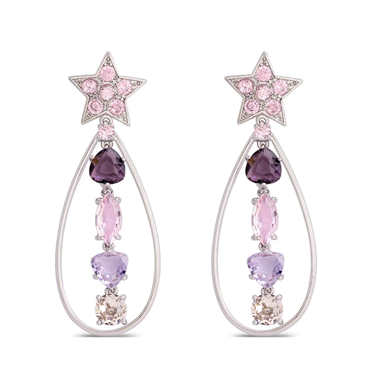Pendientes Ryvi acabado en Rodio - Ryvi MULTICOLOR