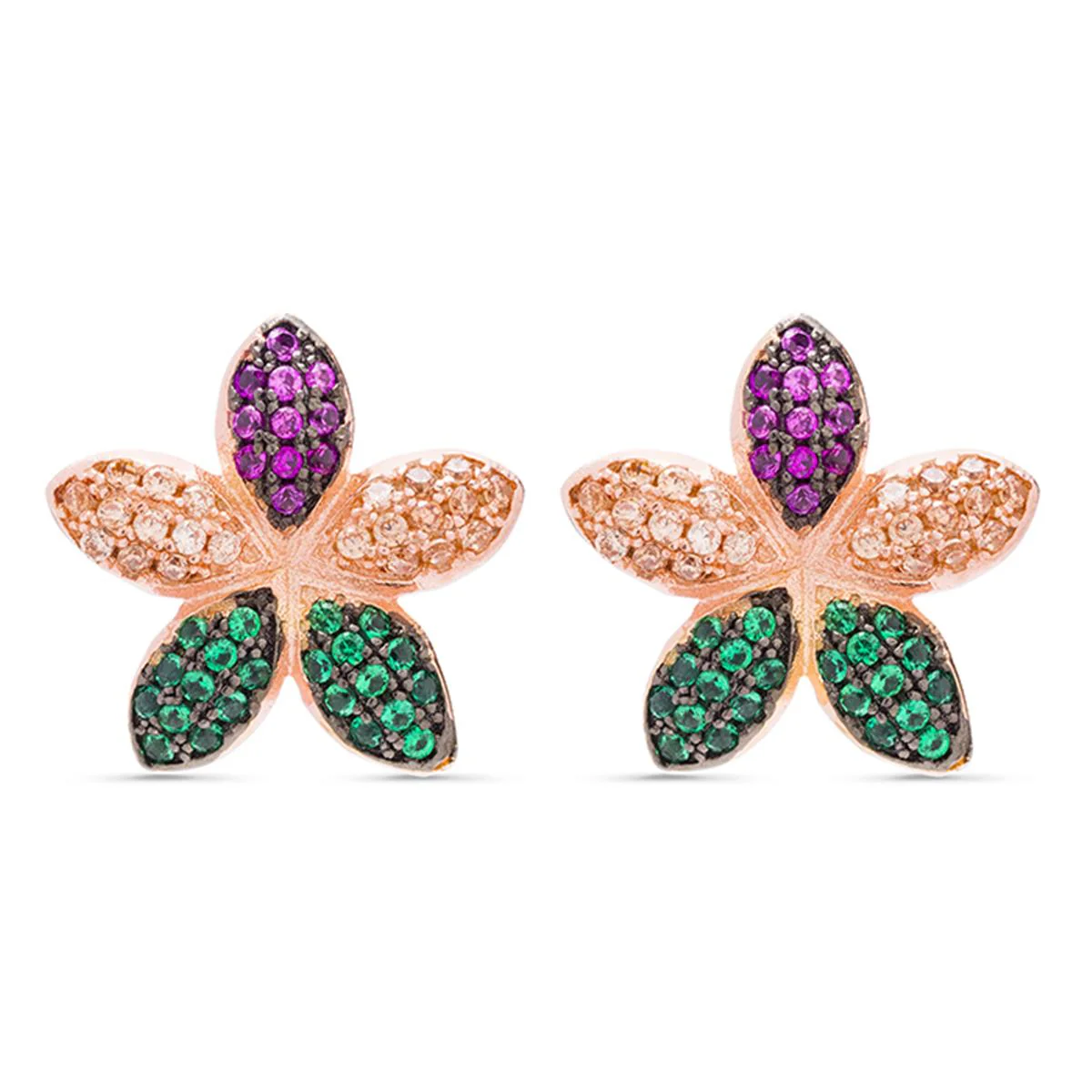 Pendientes Sabri plata, Oro rosa y multicolor Cz - Sabri MULTICOLOR
