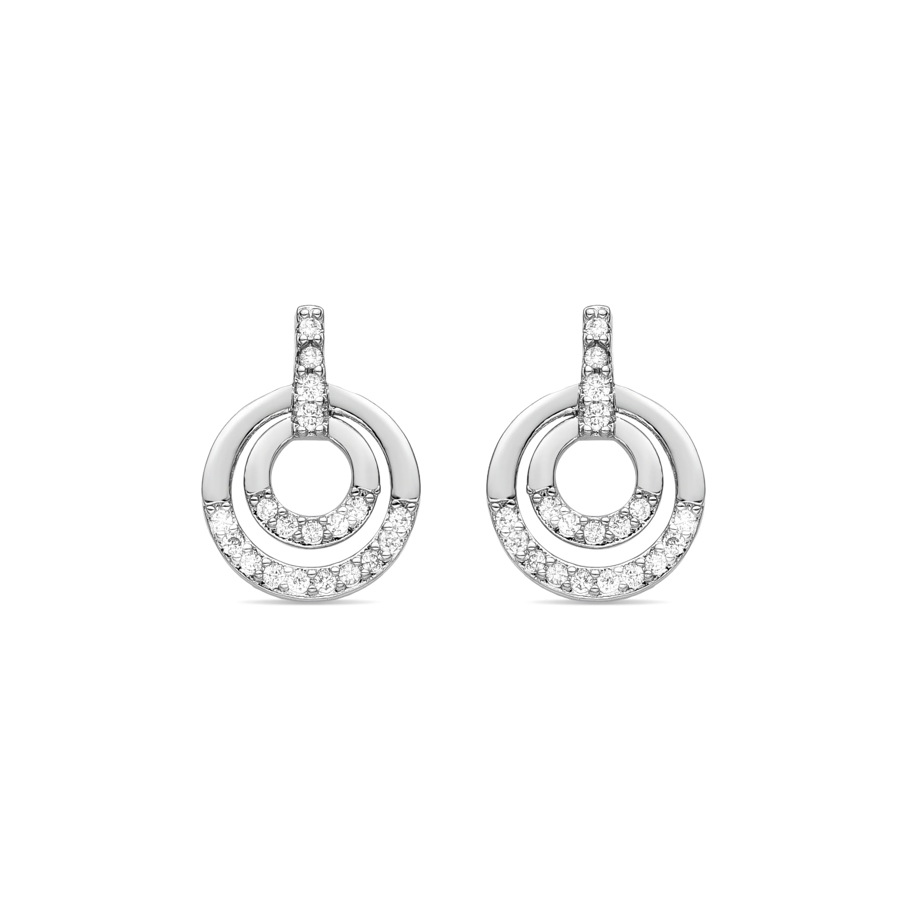 Pendientes de Circonita Brillante acabados en rodio - Sada