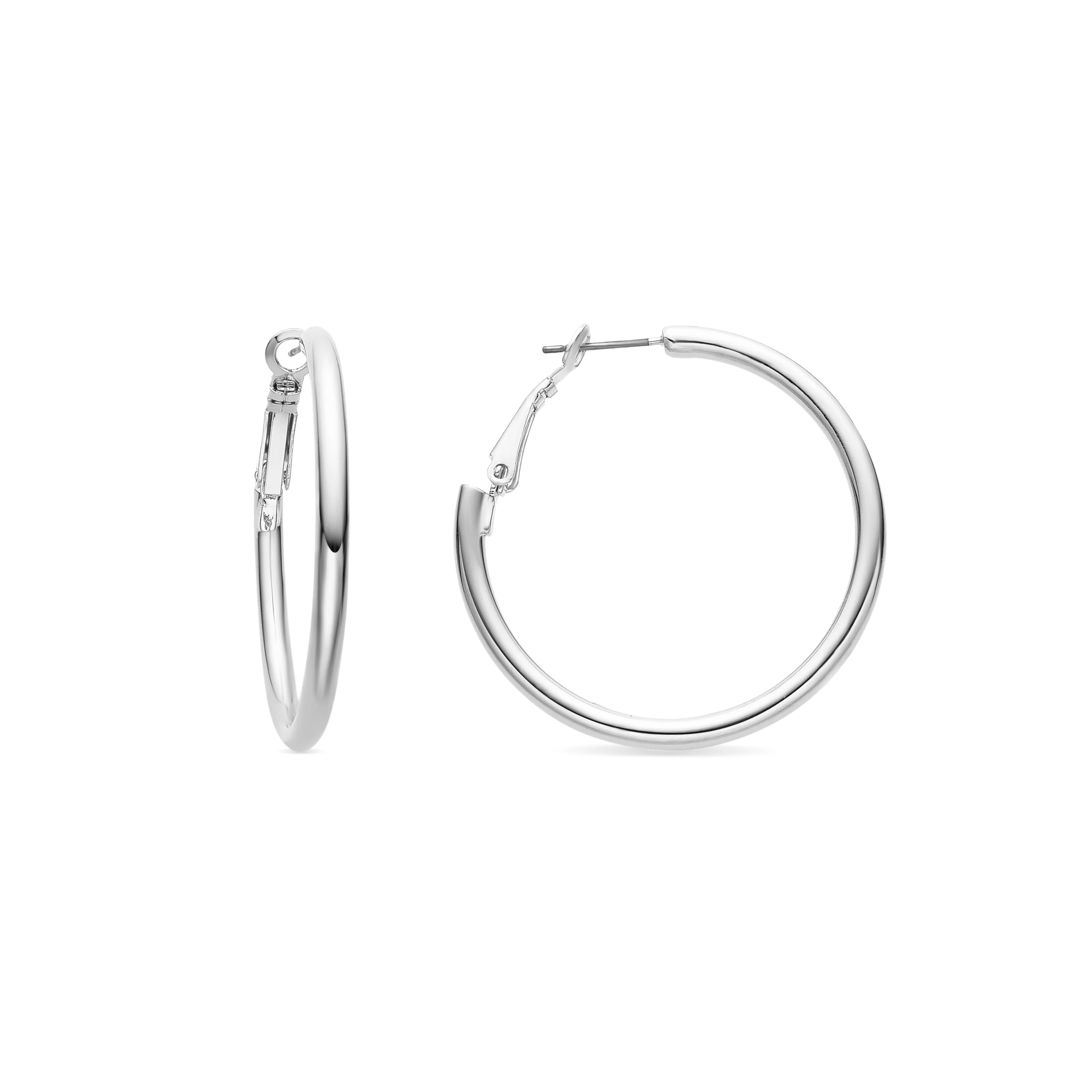 Pendientes de 40mm de diámetro acabados en rodio - Sadro