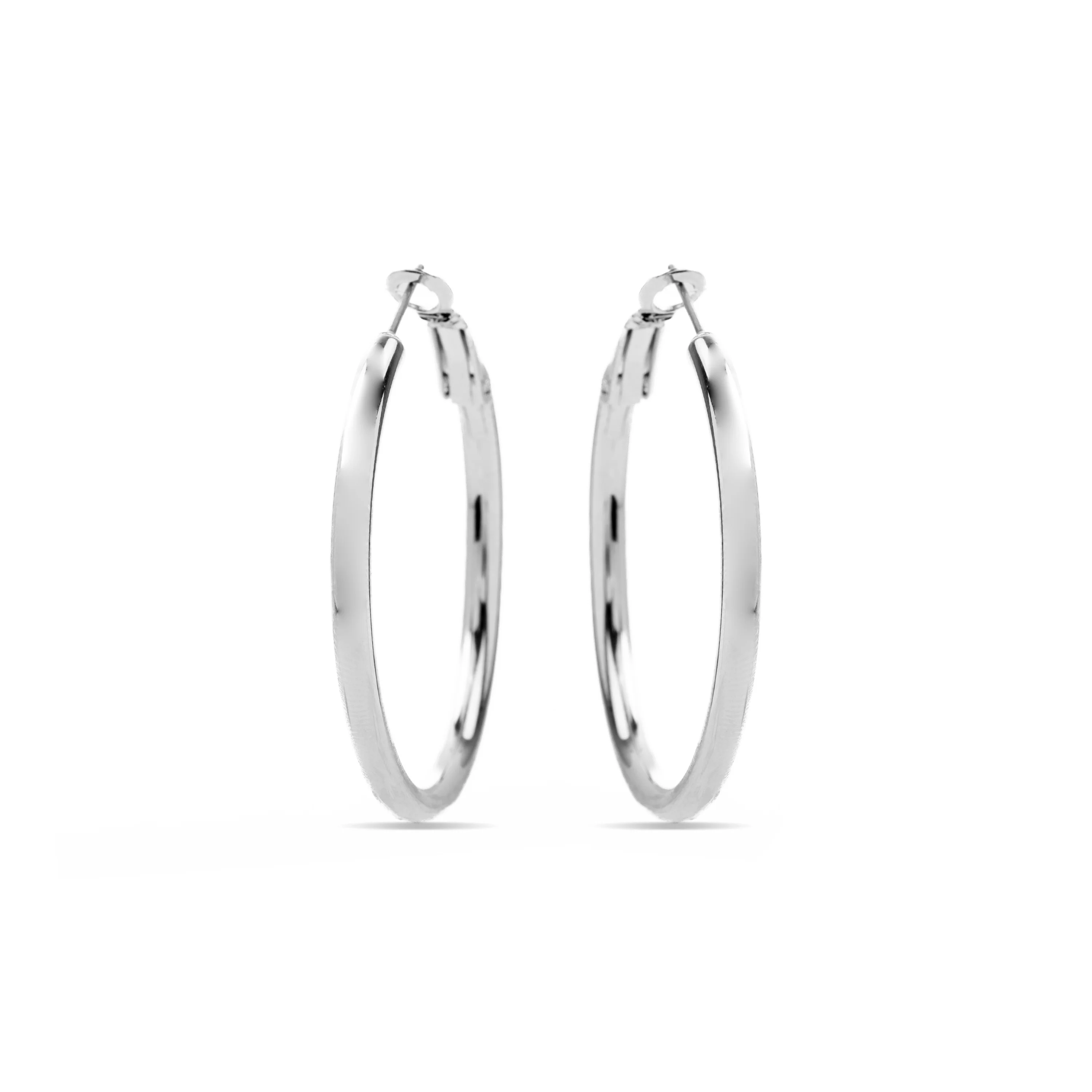 Pendientes de 40mm de diámetro acabados en rodio - Sadro - Image 3