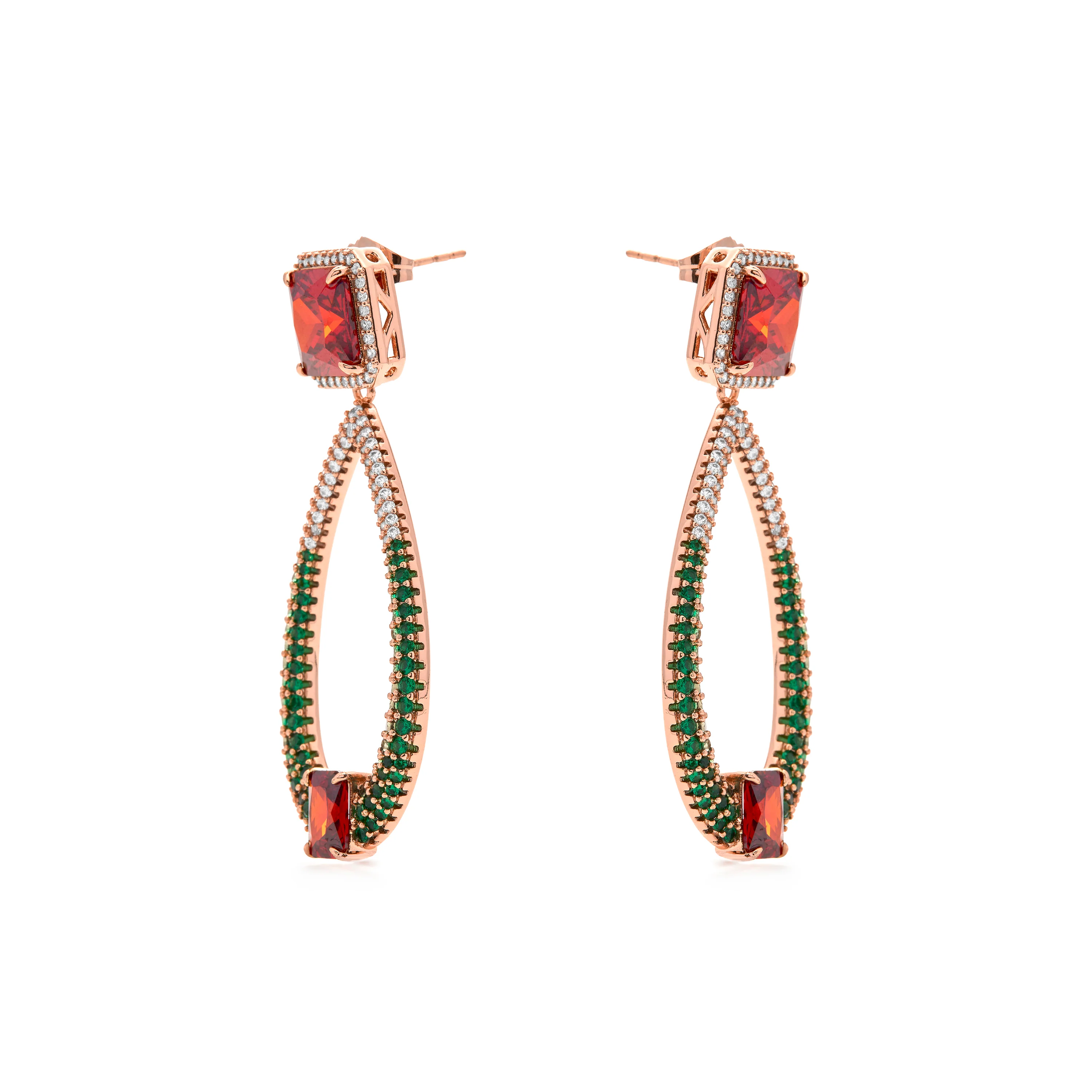 Pendientes de Circonita Multicolor acabado en oro amarillo de 18k - Saha - Image 3