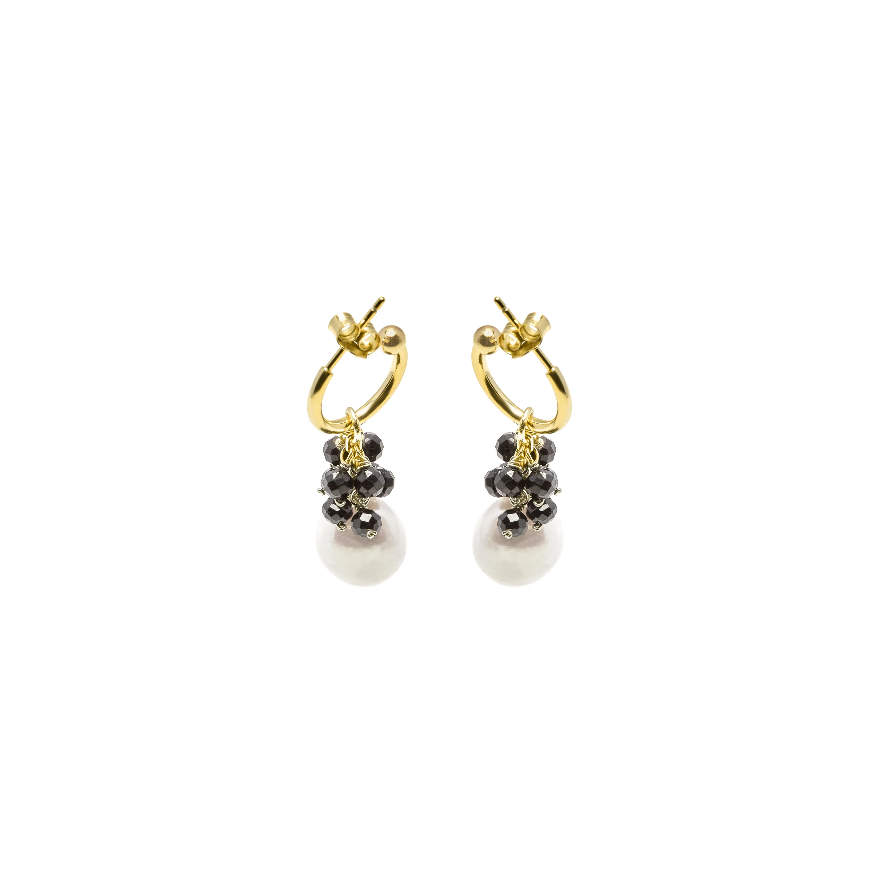Pendientes de Plata de Ley 925 con Cristal Negro acabados en oro amarillo 18K - Sahme - Image 3