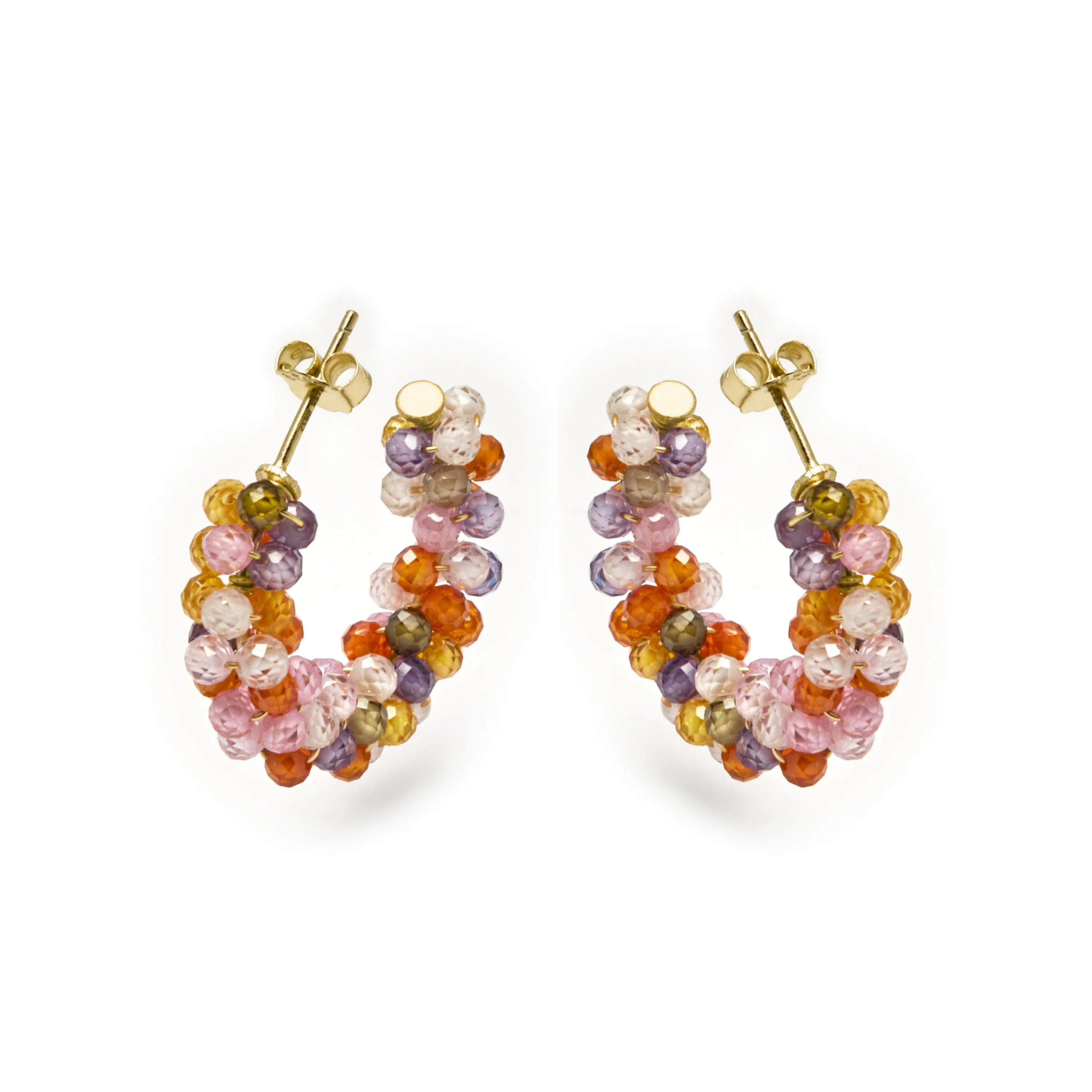 Pendientes de Plata de Ley 925 con Cristal Multicolor acabados en oro amarillo 18K - Salblai - Image 3