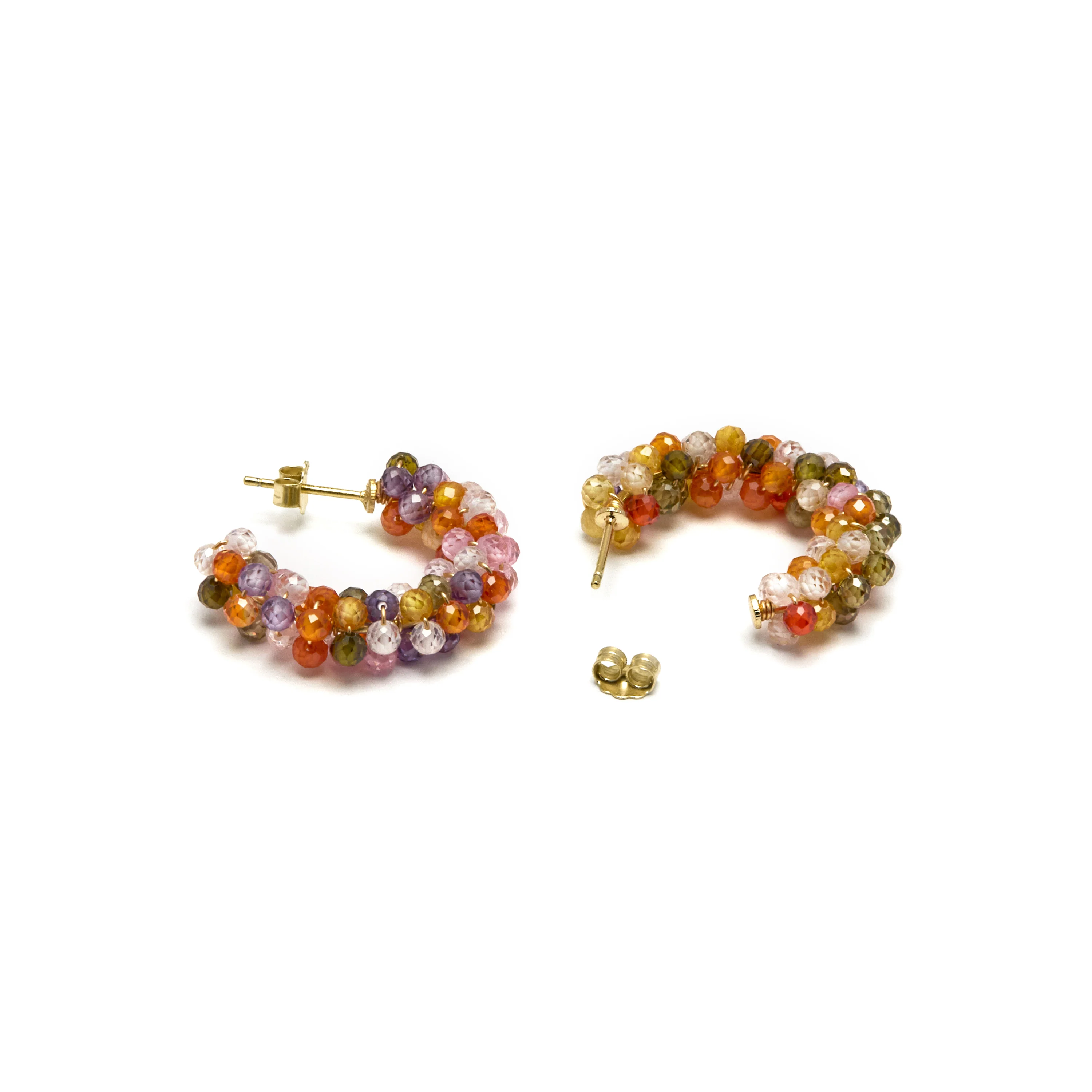 Pendientes de Plata de Ley 925 con Cristal Multicolor acabados en oro amarillo 18K - Salblai - Image 5