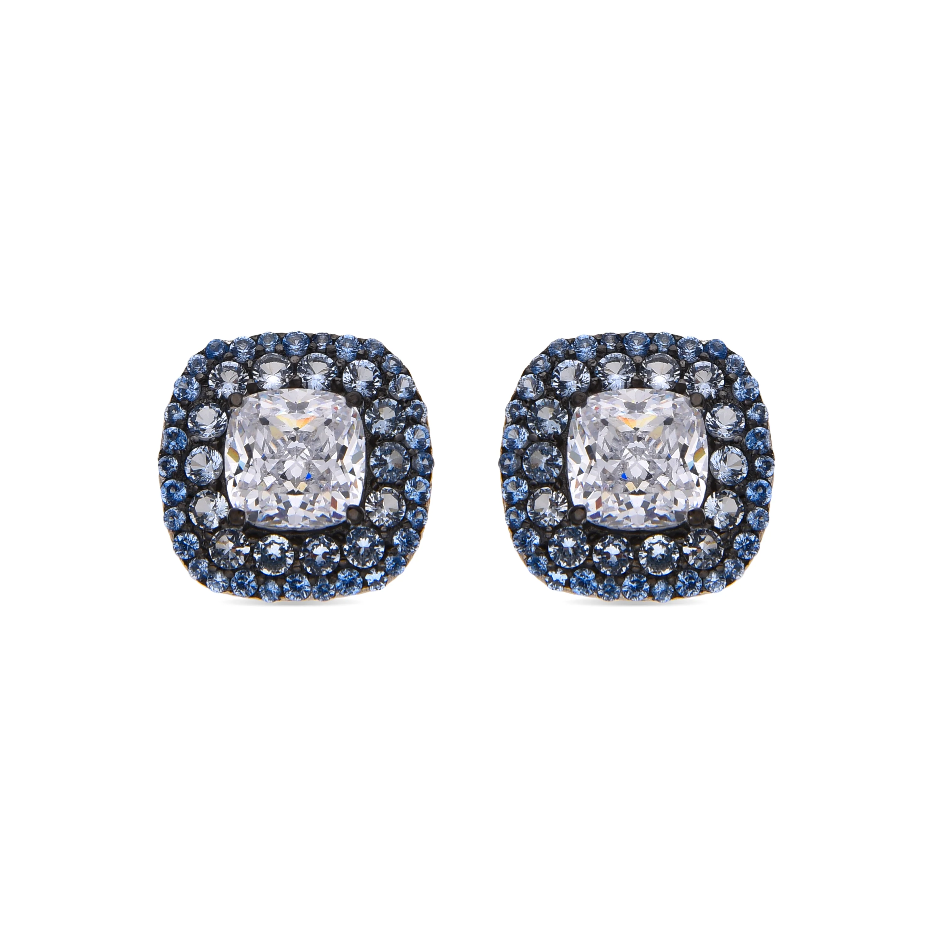 Pendientes de Plata de Ley 925 y Circonita Topacio Azul acabado en rodio - Salug