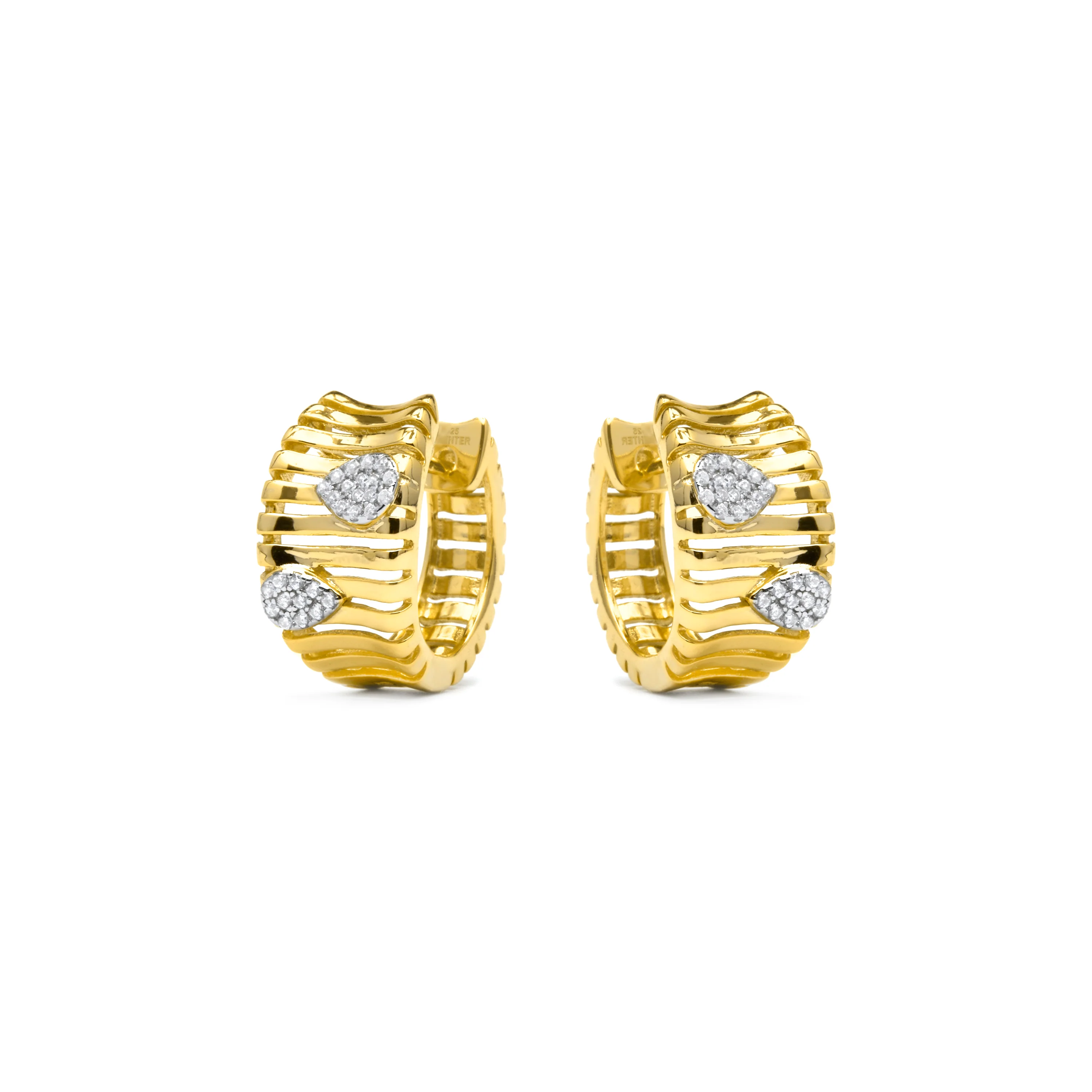 Pendientes de Plata de Ley 925 y Circonita Brillante acabado oro amarillo de 18k - Samon - Image 3