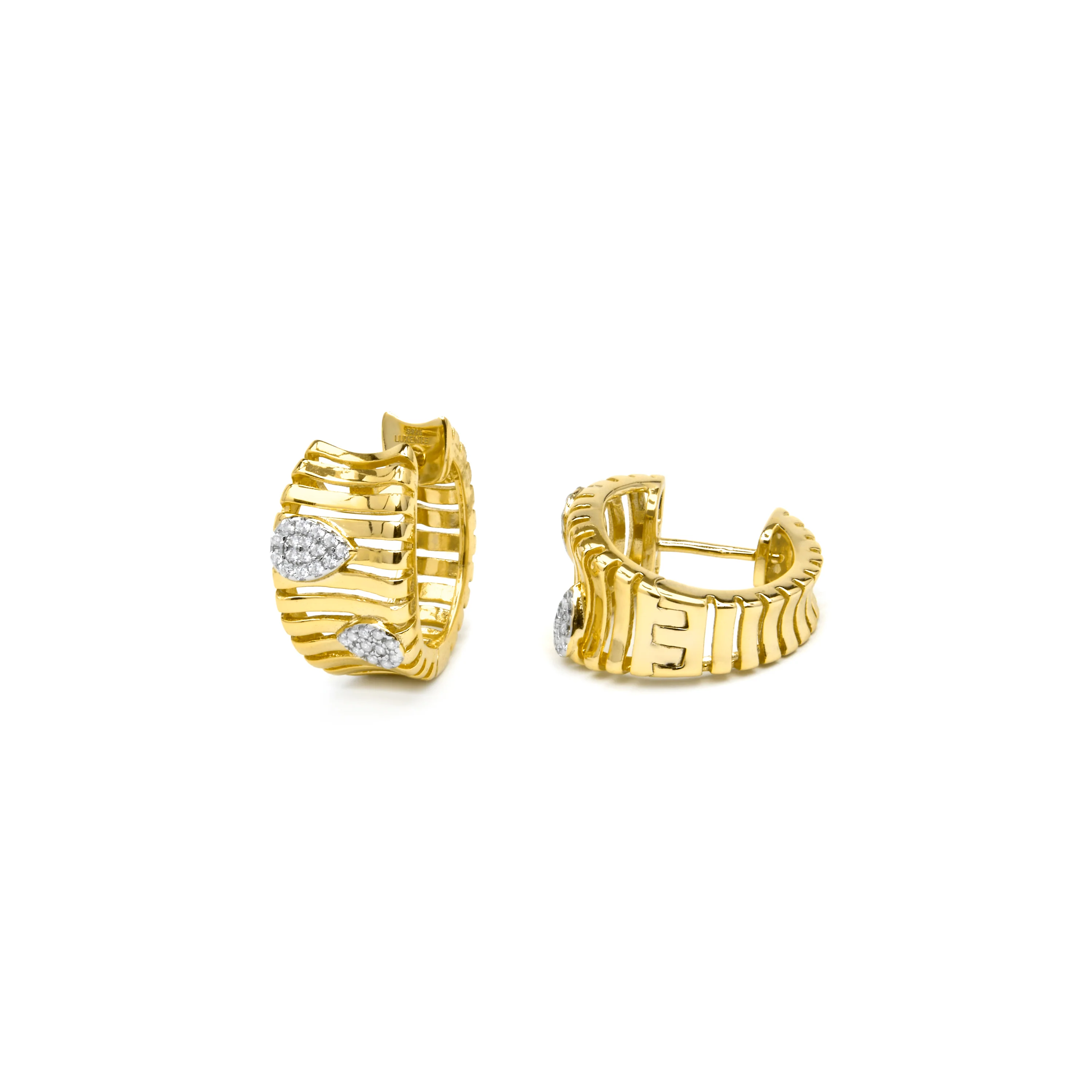 Pendientes de Plata de Ley 925 y Circonita Brillante acabado oro amarillo de 18k - Samon - Image 5