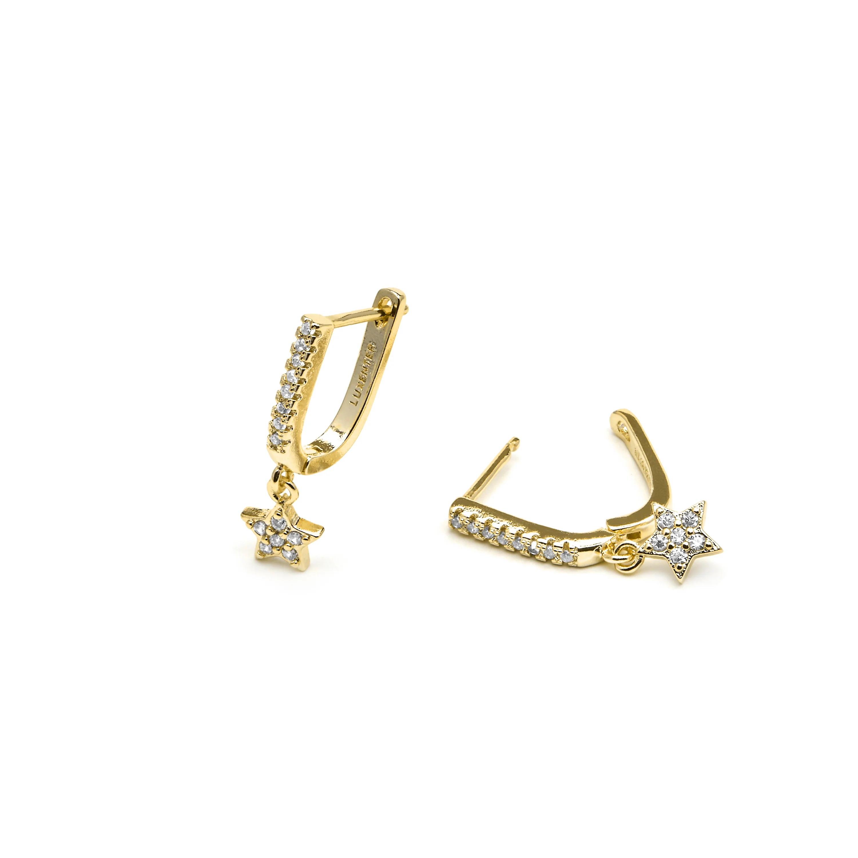Pendientes acabado oro amarillo de 18k y Circonita Brillante - Sasai - Image 4