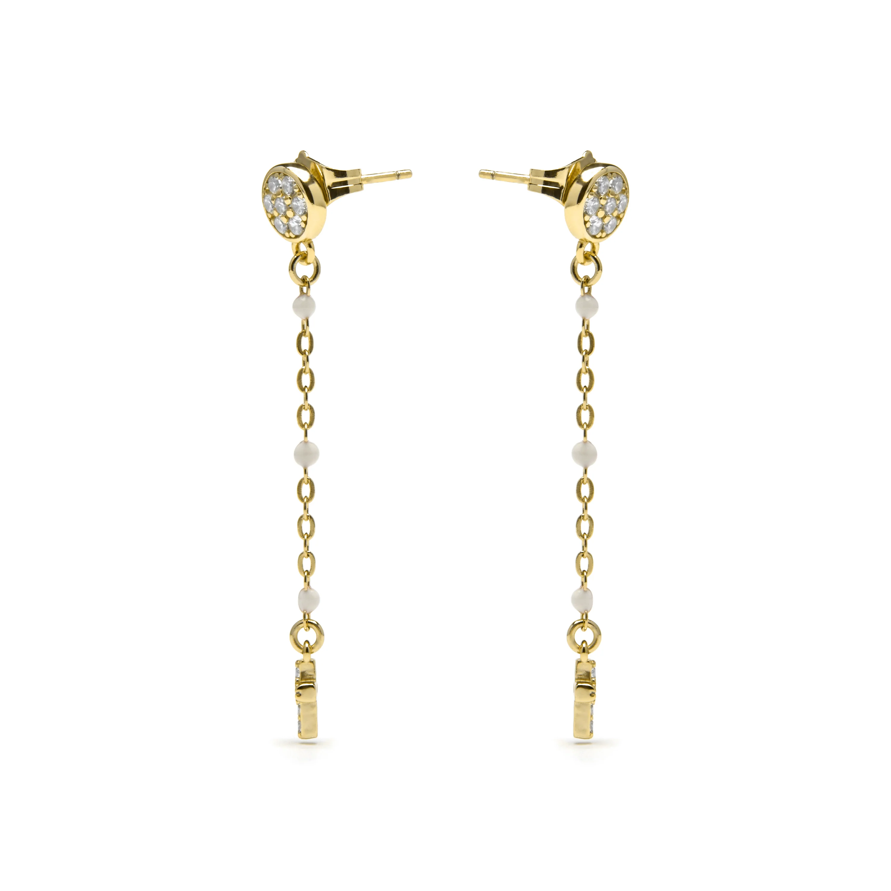 Pendientes de Plata de Ley 925 y Lacado Blanco acabado oro amarillo de 18k - Senai - Image 3