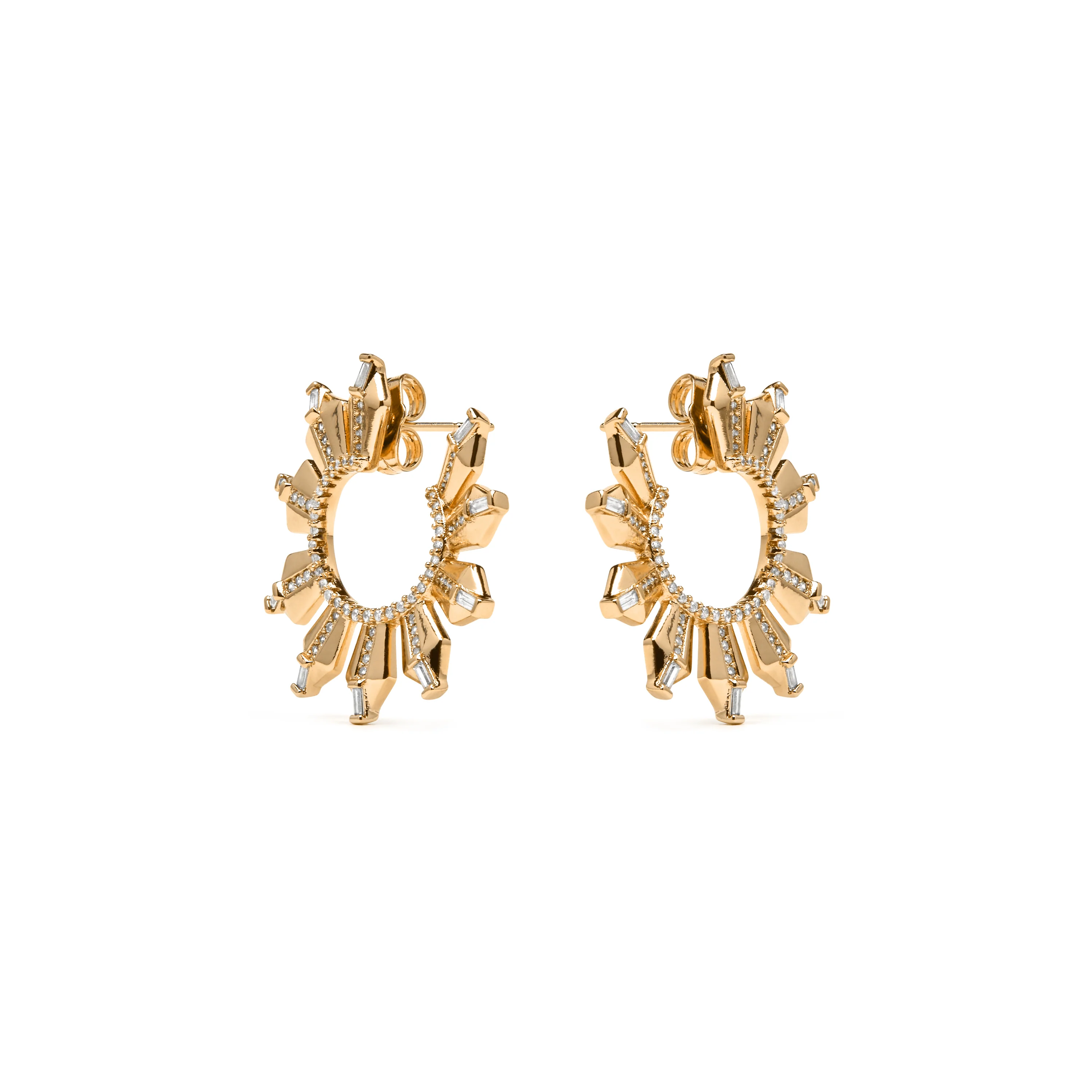 Pendientes acabado oro amarillo de 18k y Circonita Brillante - Ombab - Image 3
