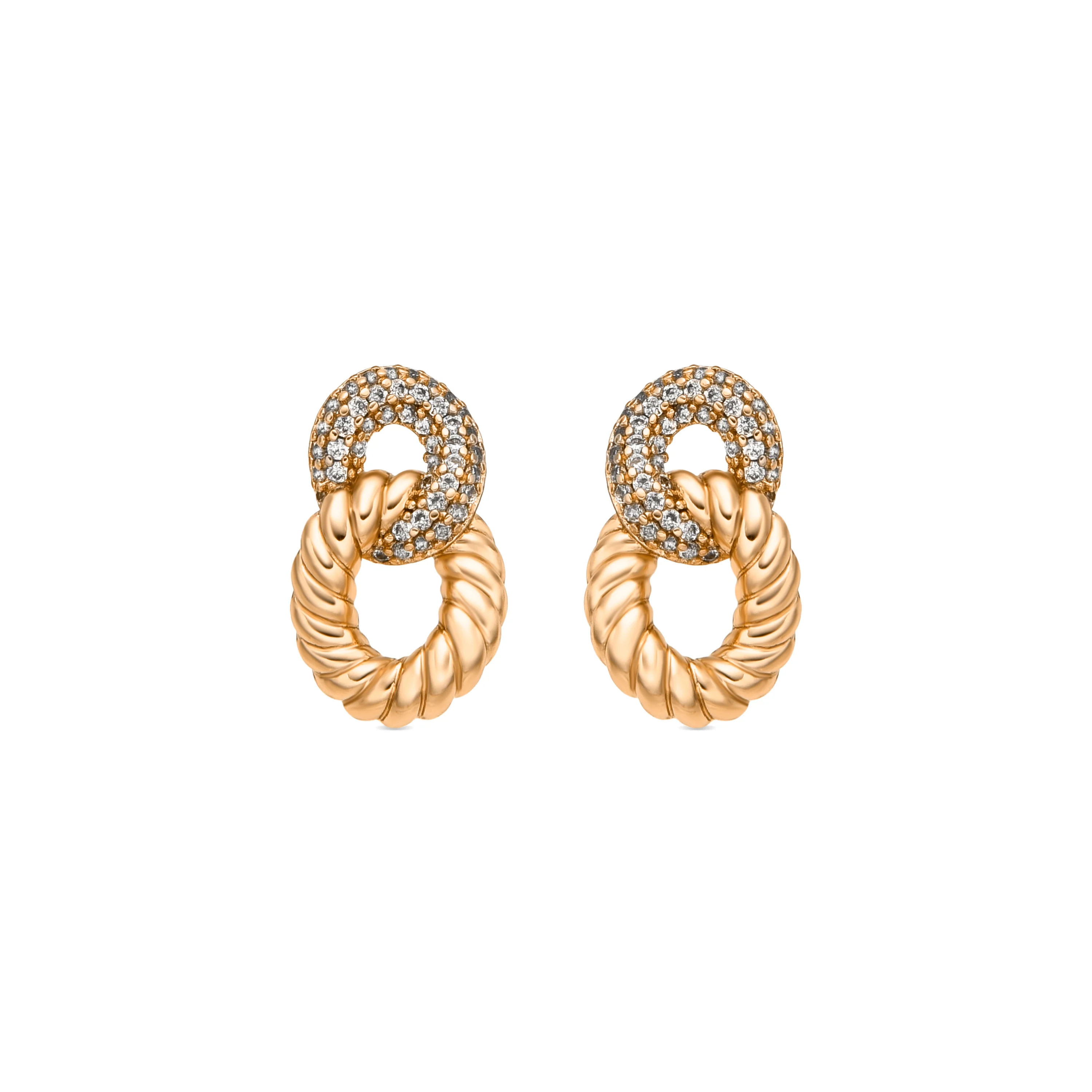 Pendientes acabado oro amarillo de 18k y Circonita Brillante - Ramcall