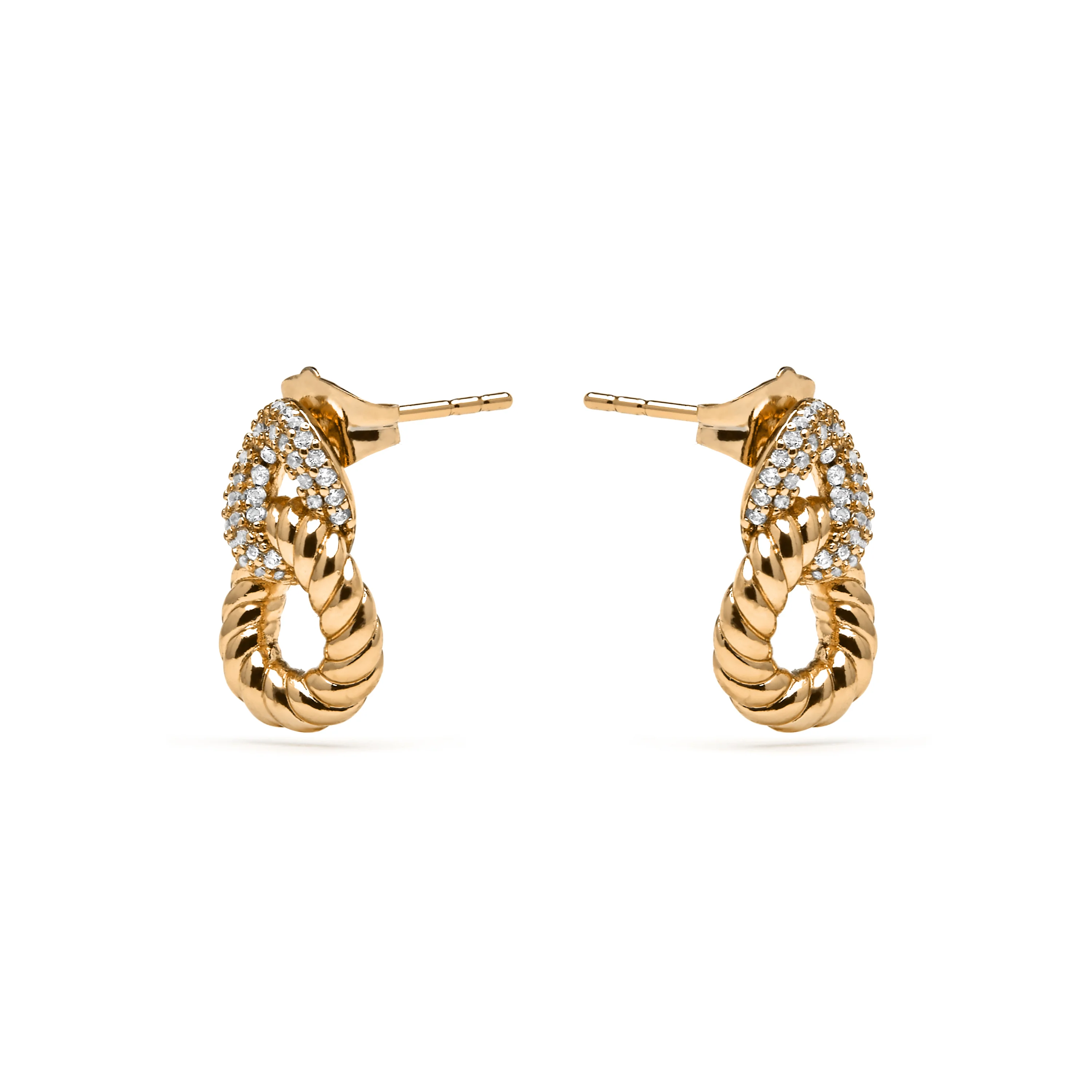 Pendientes acabado oro amarillo de 18k y Circonita Brillante - Ramcall - Image 3