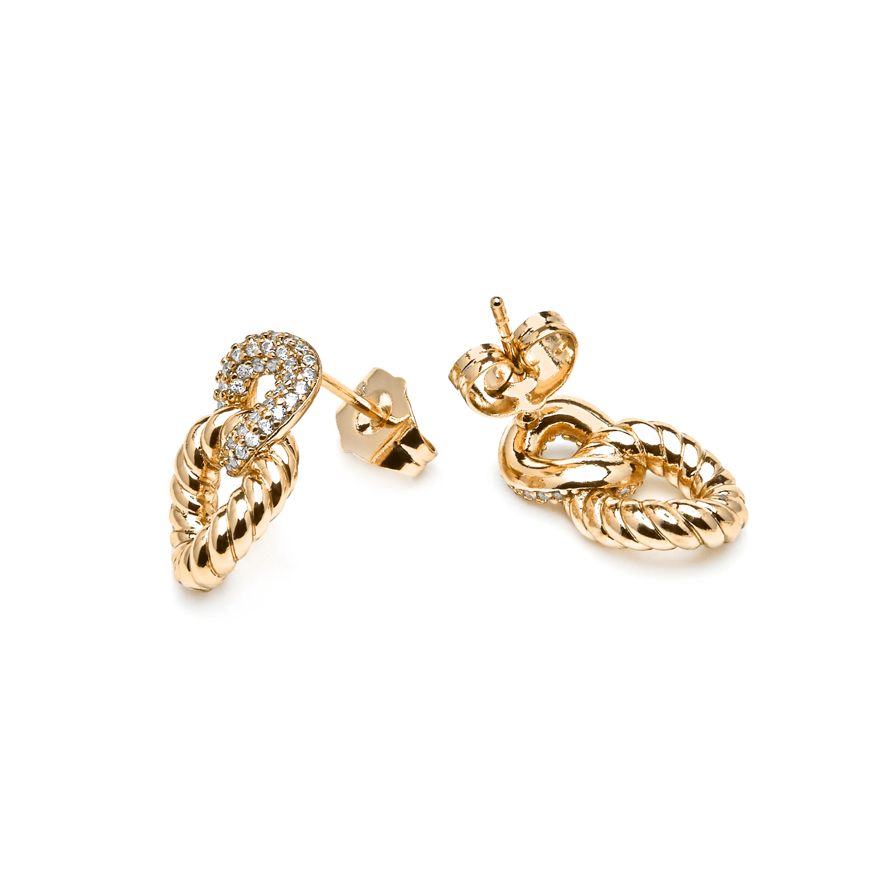Pendientes acabado oro amarillo de 18k y Circonita Brillante - Ramcall - Image 4