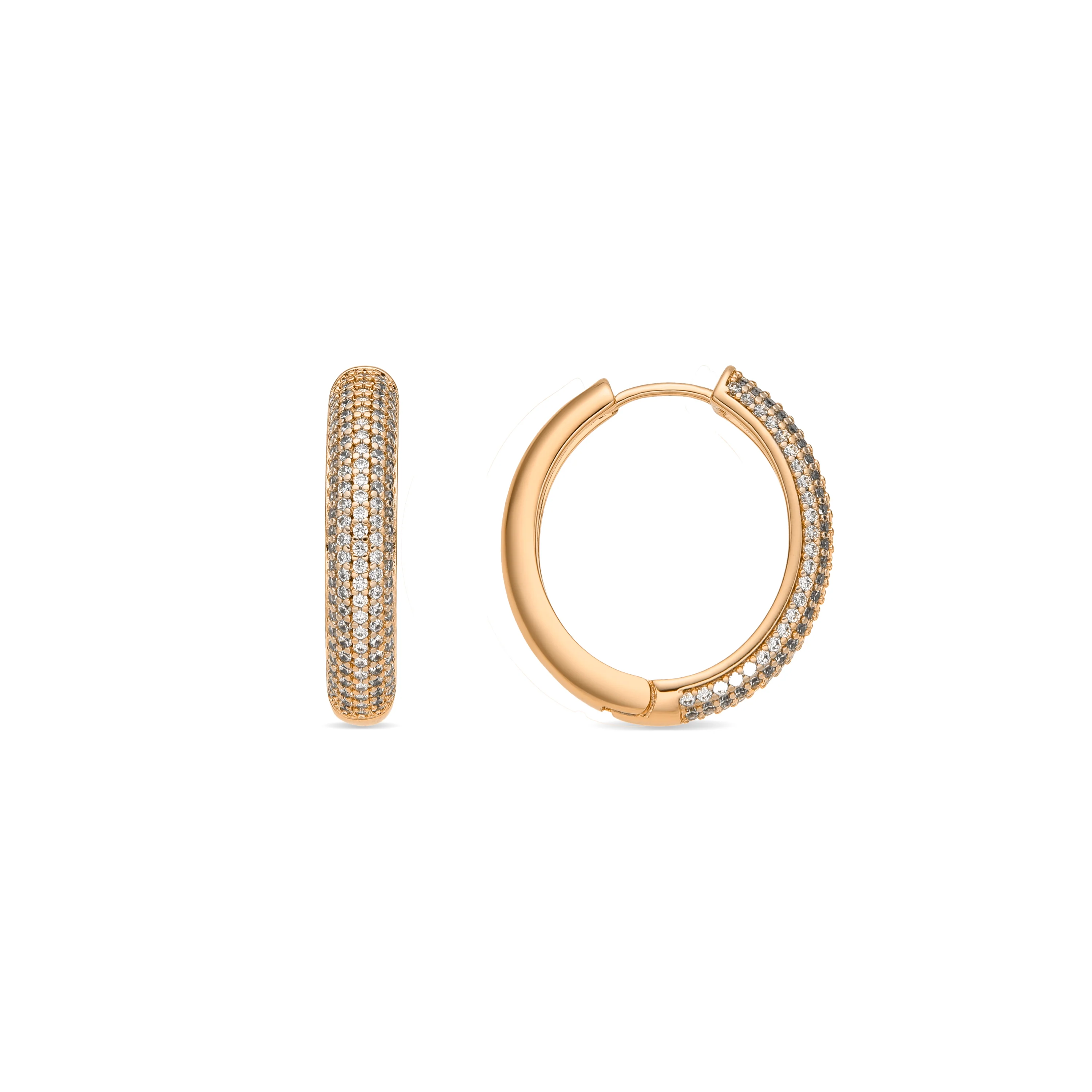 Pendientes acabado oro amarillo de 18k y Circonita Brillante - Mapris