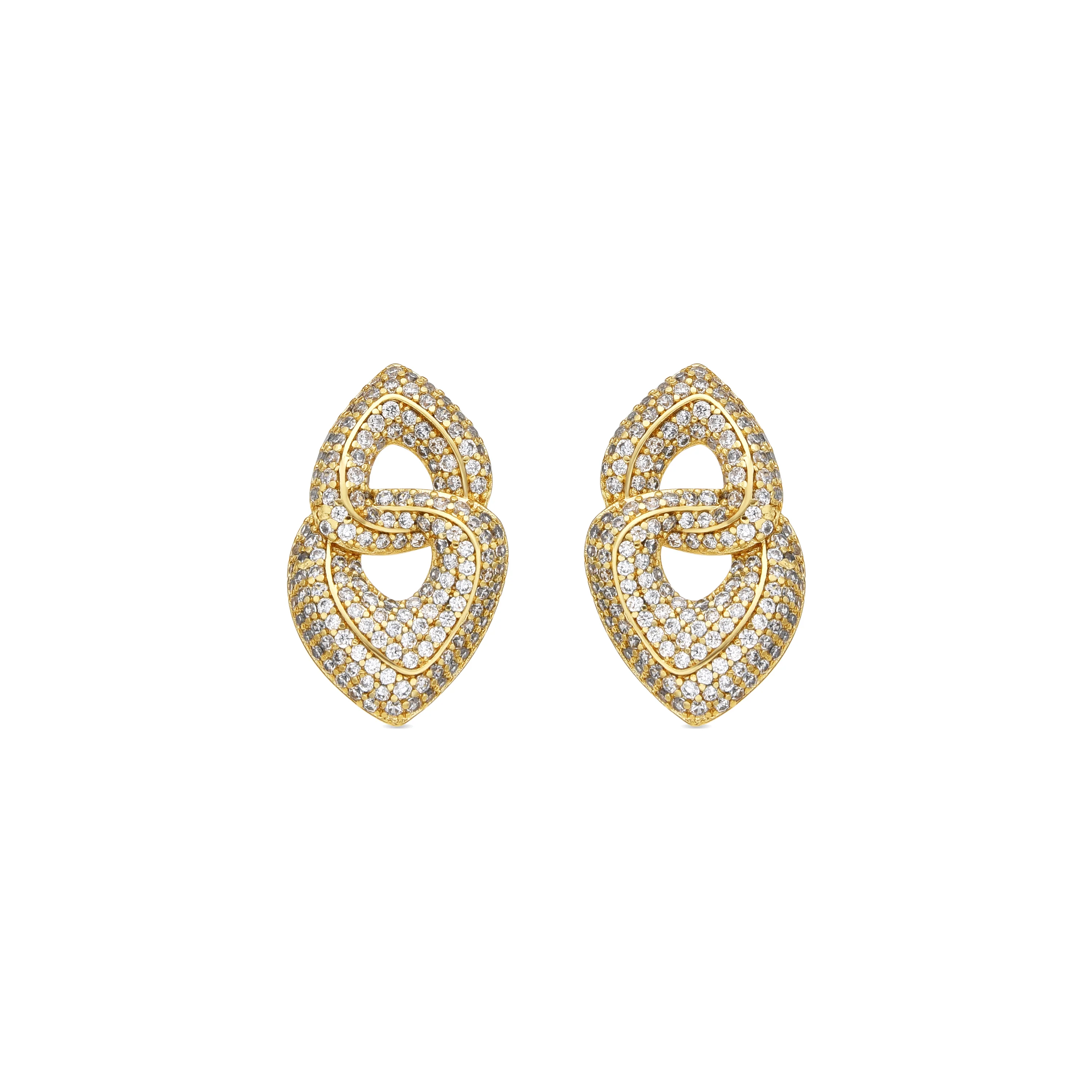 Pendientes acabado oro amarillo de 18k y Circonita Brillante - Goyio