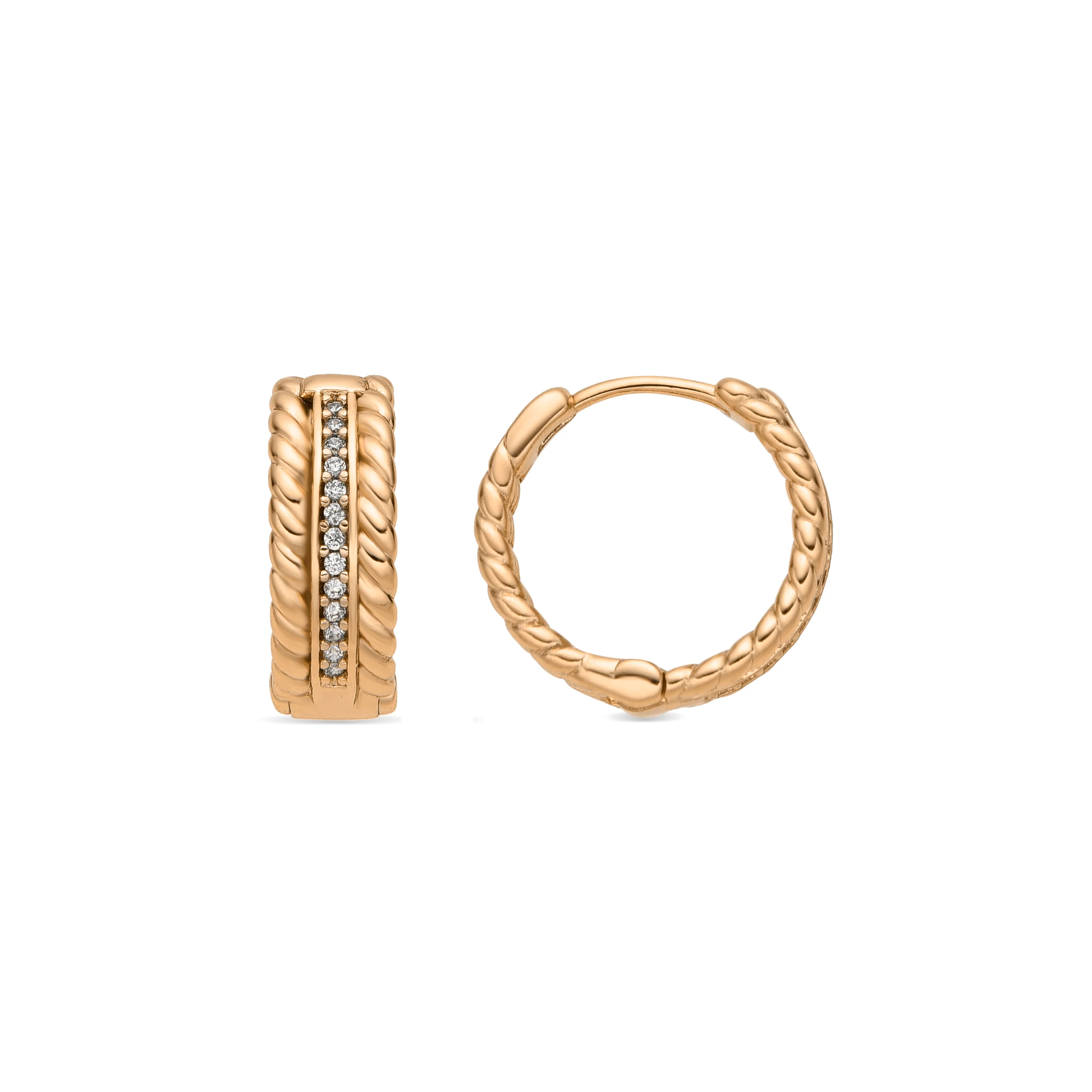 Pendientes acabado oro amarillo de 18k y Circonita Brillante - Yugge