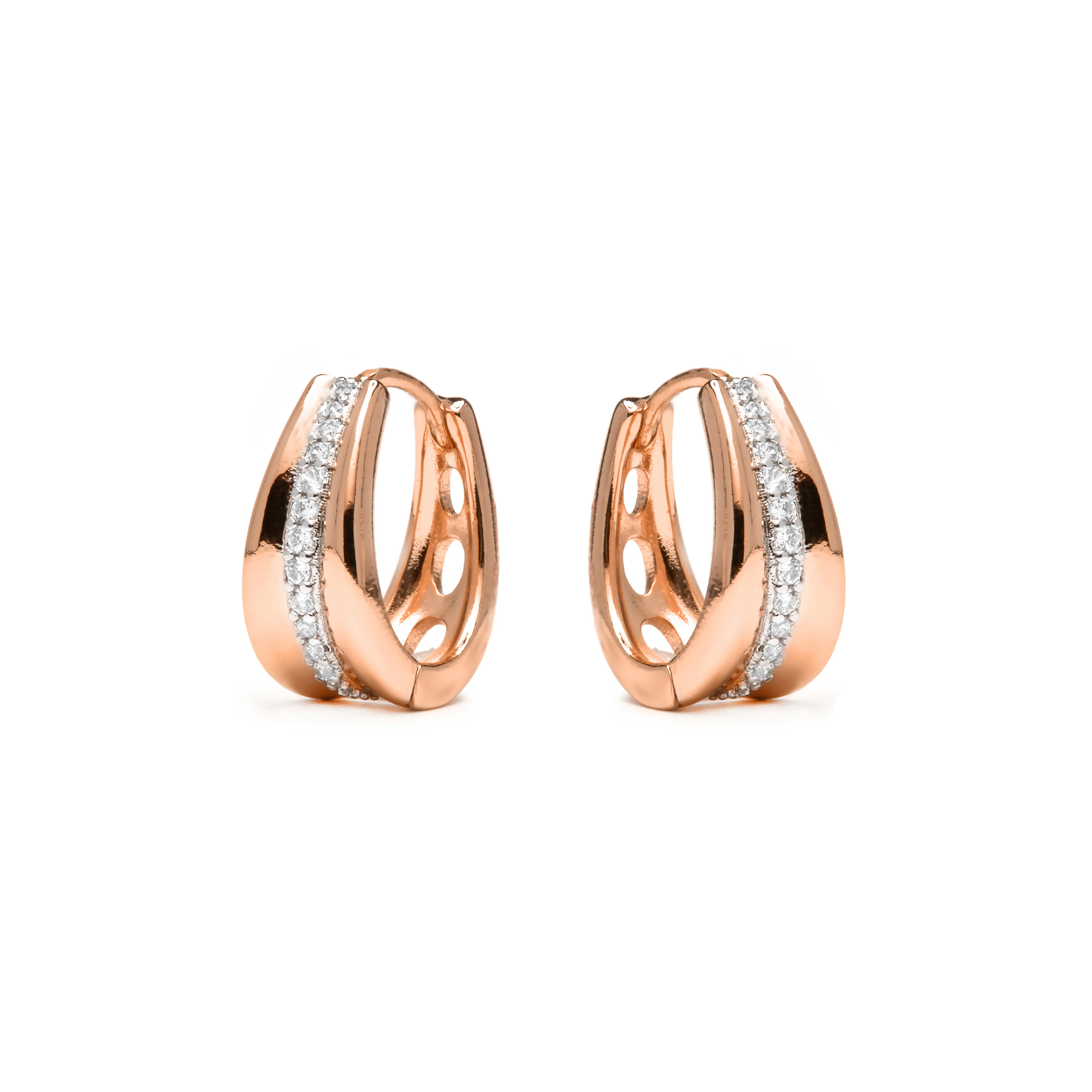 Pendientes acabado oro amarillo de 18k y Circonita Brillante - Bardi - Image 3