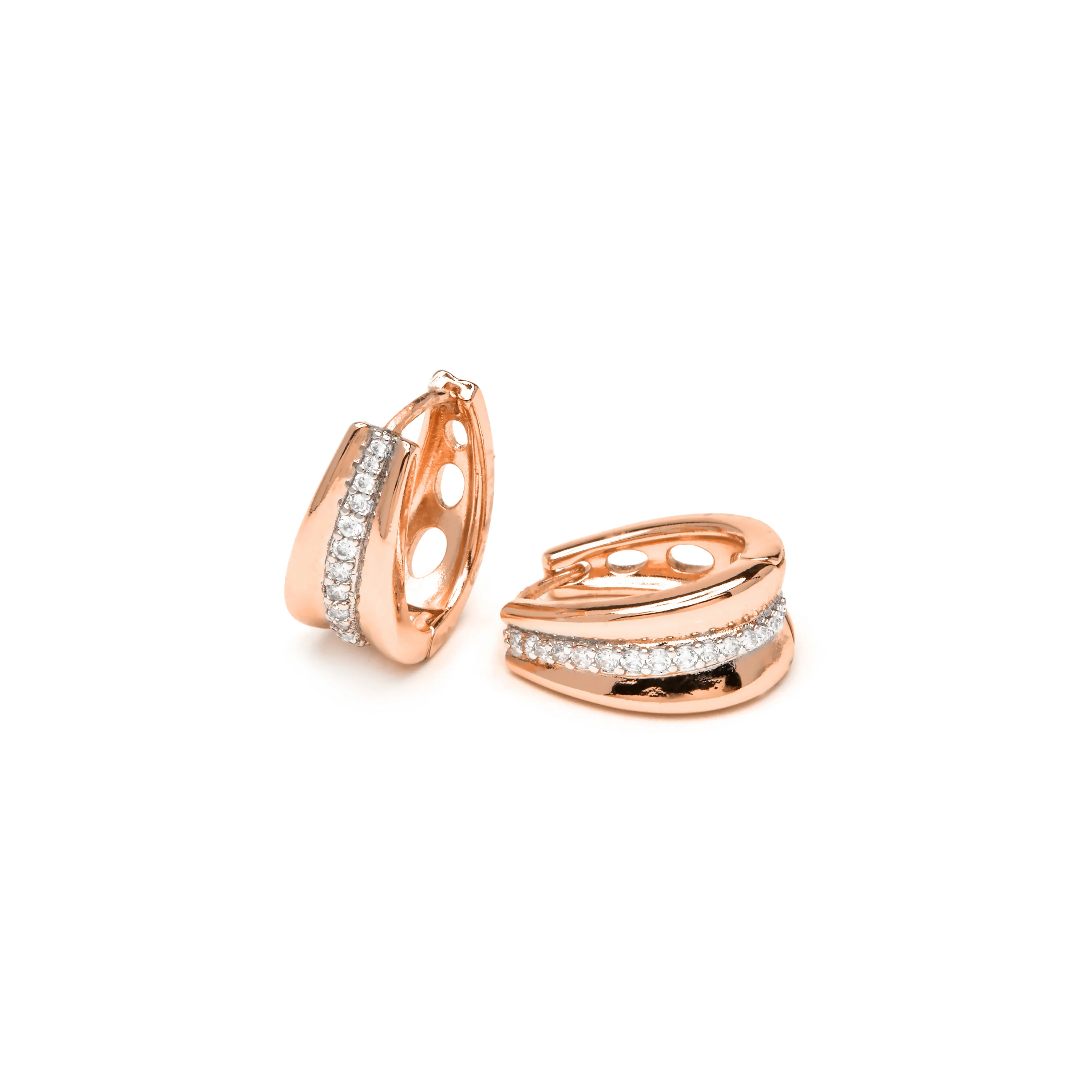 Pendientes acabado oro amarillo de 18k y Circonita Brillante - Bardi - Image 4