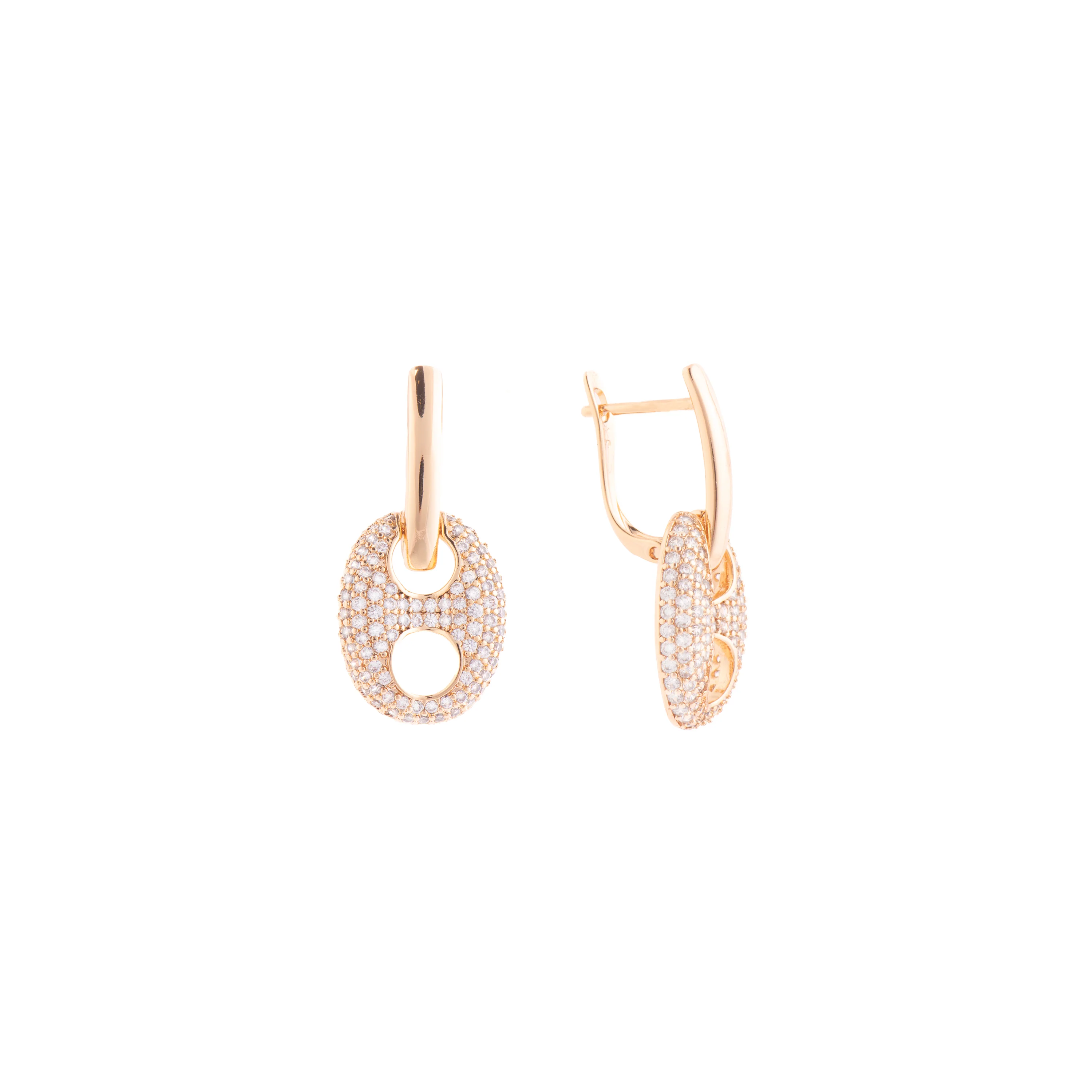 Pendientes acabado oro amarillo de 18k y Circonita Brillante - Memat