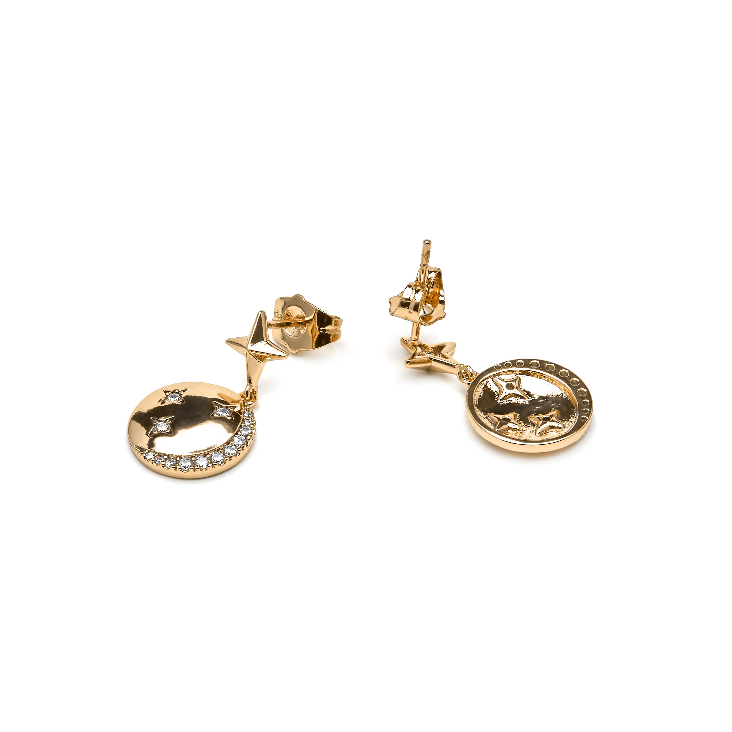 Pendientes acabado oro amarillo de 18k y Circonita Brillante - Larad - Image 4