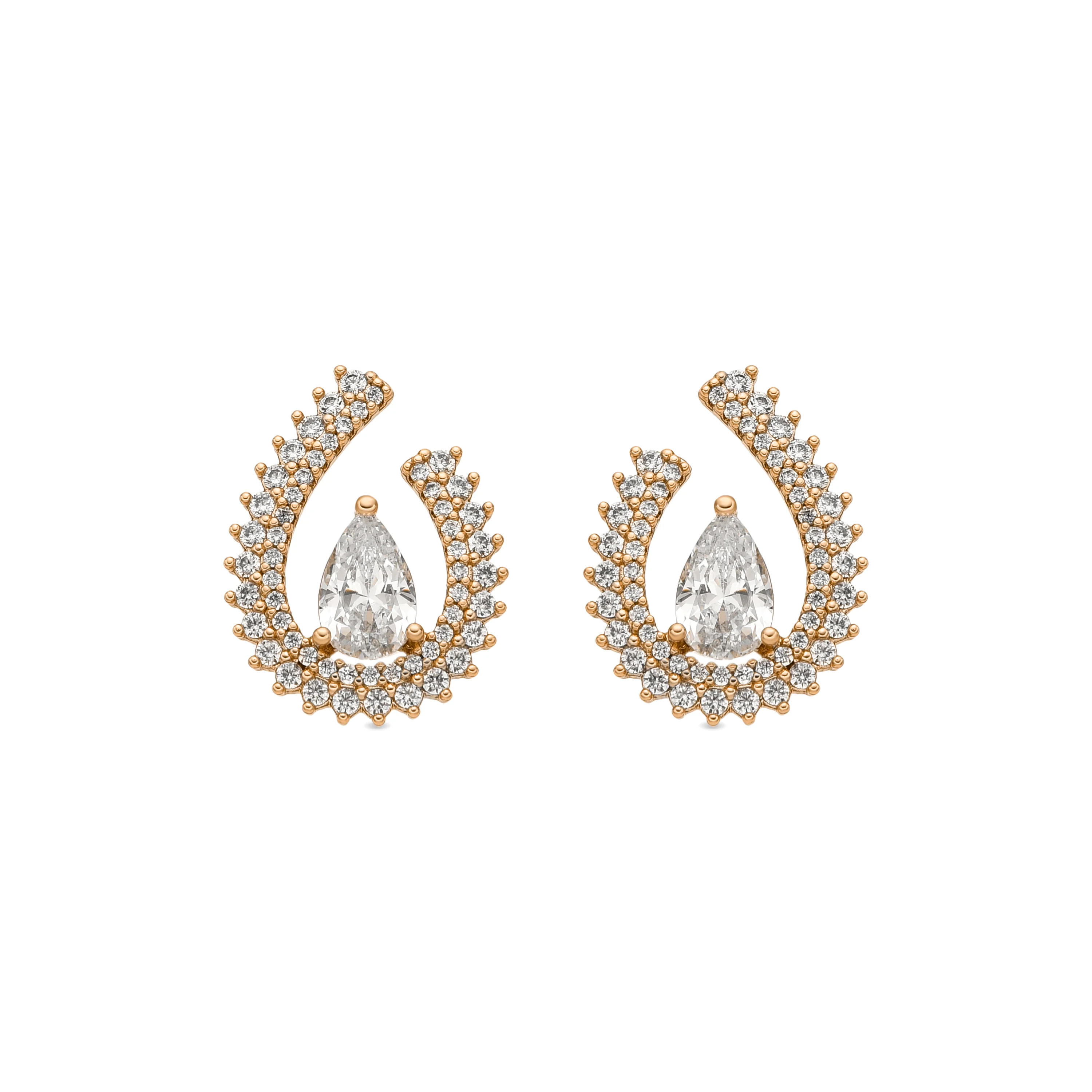 Pendientes acabado oro amarillo de 18k y Circonita Brillante - Goep