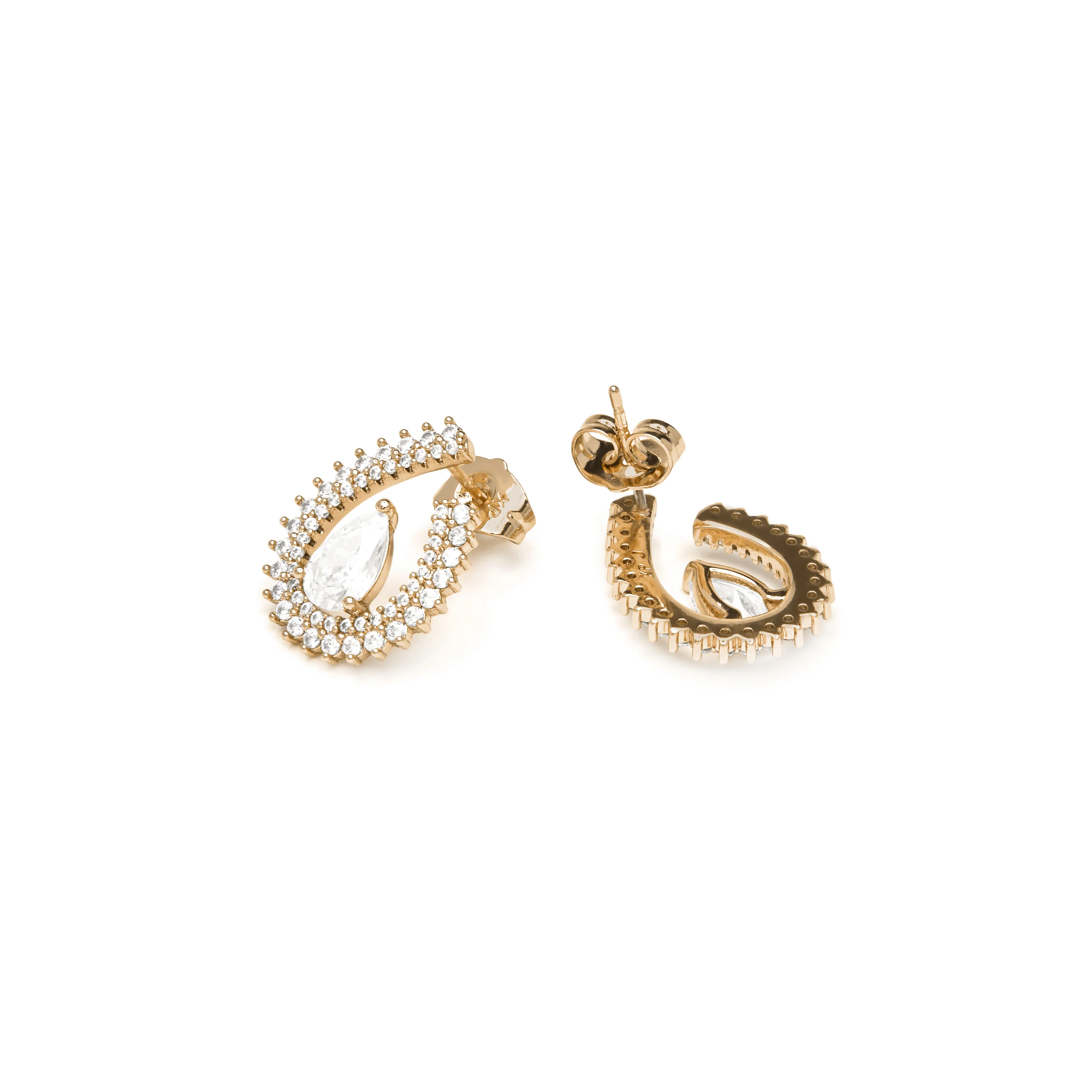 Pendientes acabado oro amarillo de 18k y Circonita Brillante - Goep - Image 4