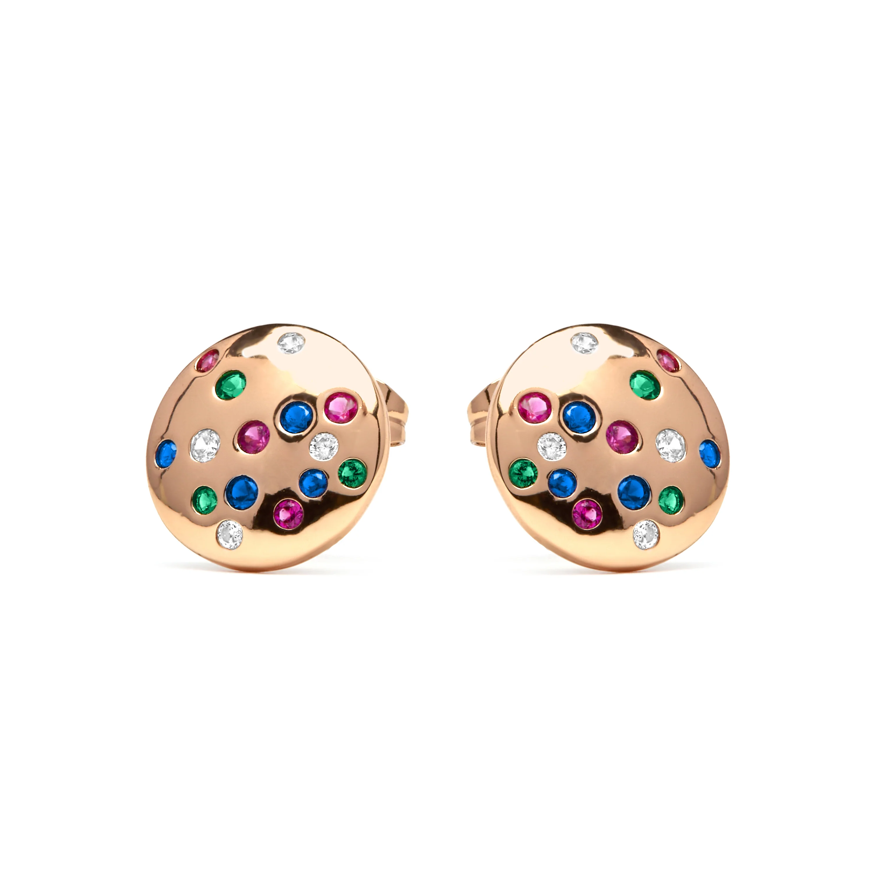 Pendientes acabado oro amarillo de 18k y Circonita Multicolor - Udywa - Image 3