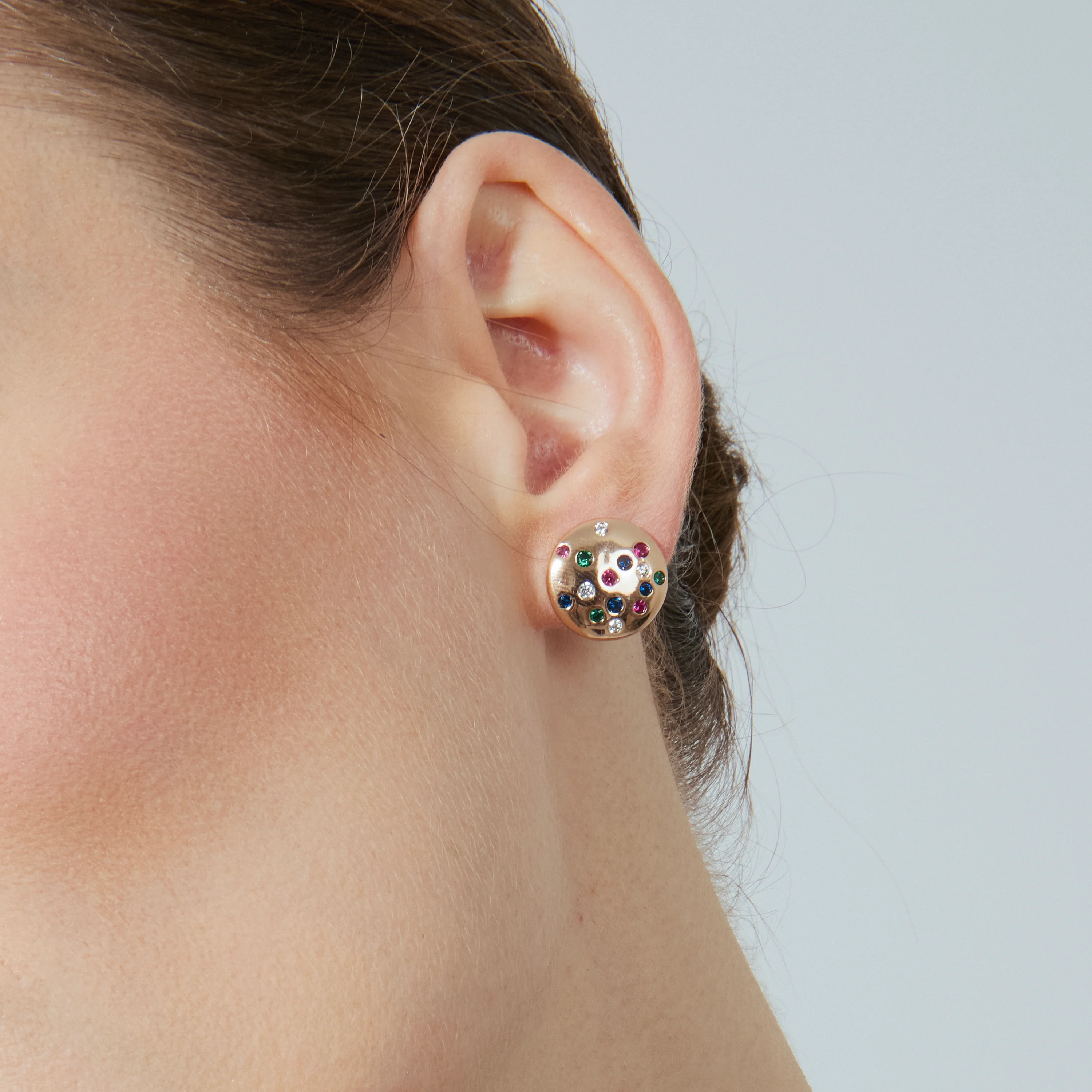 Pendientes acabado oro amarillo de 18k y Circonita Multicolor - Udywa - Image 4