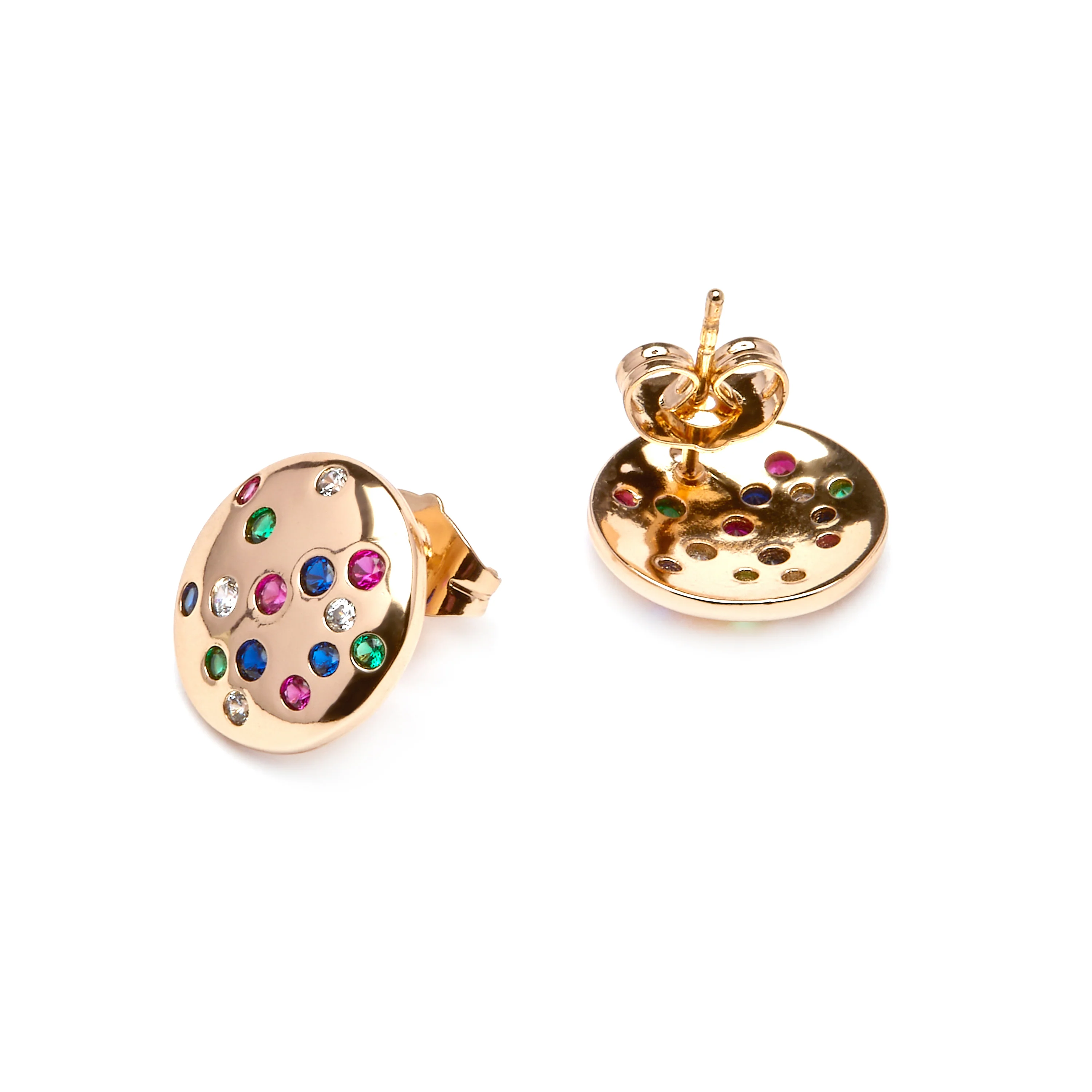 Pendientes acabado oro amarillo de 18k y Circonita Multicolor - Udywa - Image 5