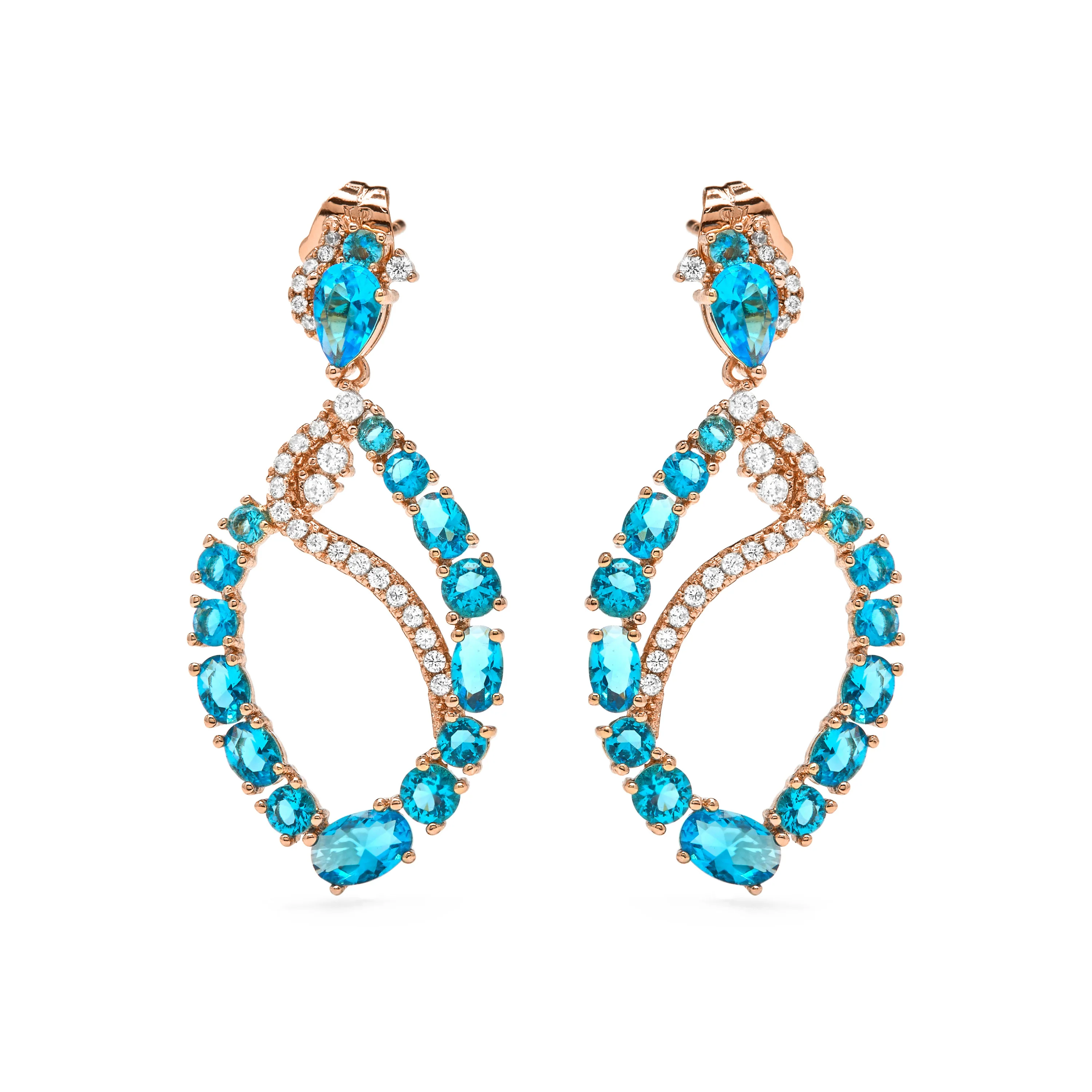 Pendientes de Circonita Topacio Azul acabado en oro amarillo de 18k - Ranyus