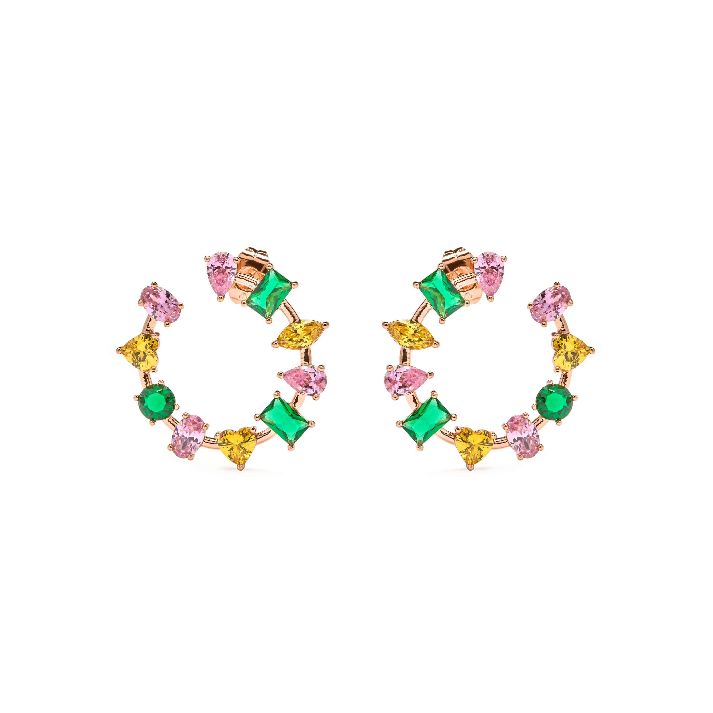 Pendientes de Circonita Multicolor acabado en oro amarillo de 18k - Tapus