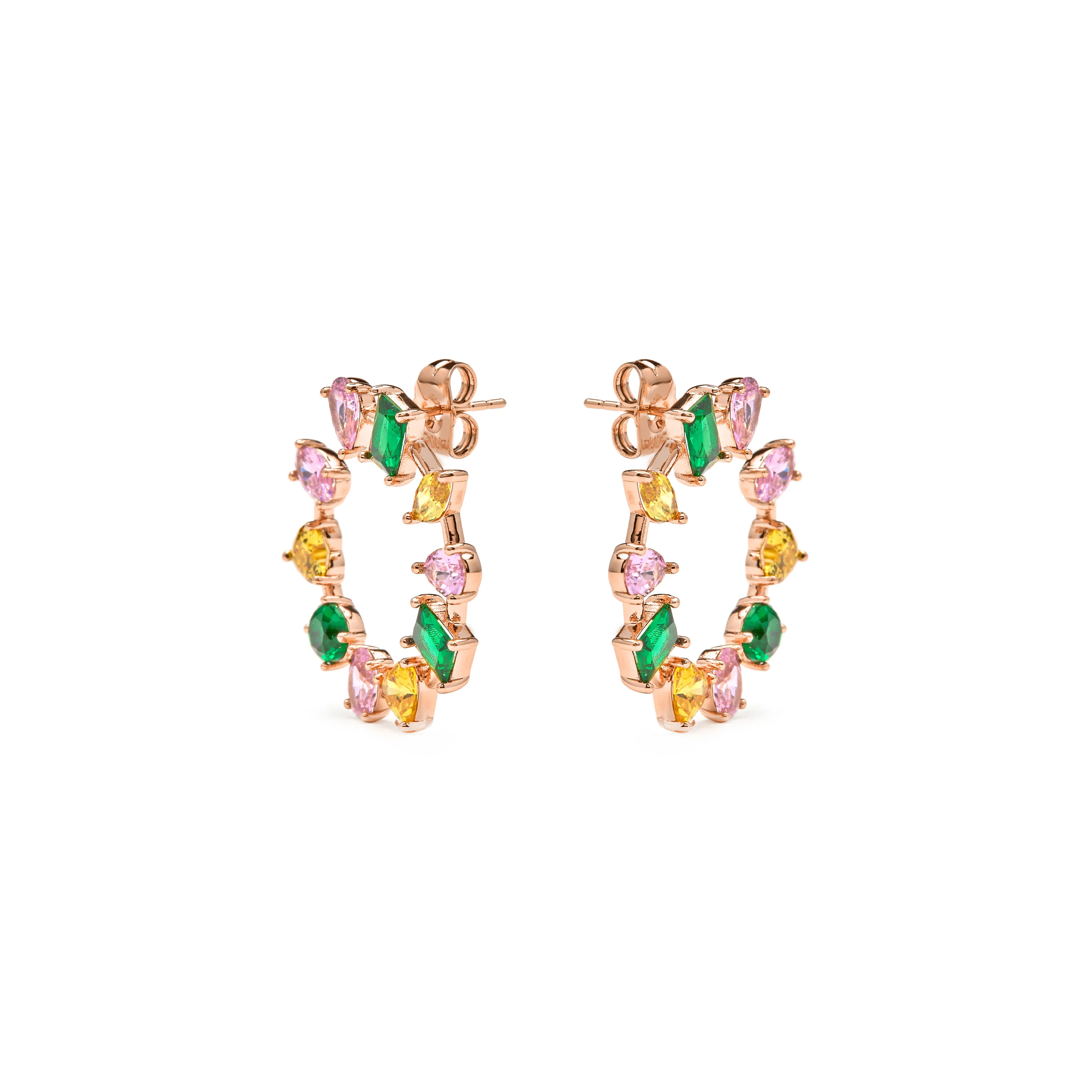 Pendientes de Circonita Multicolor acabado en oro amarillo de 18k - Tapus - Image 3