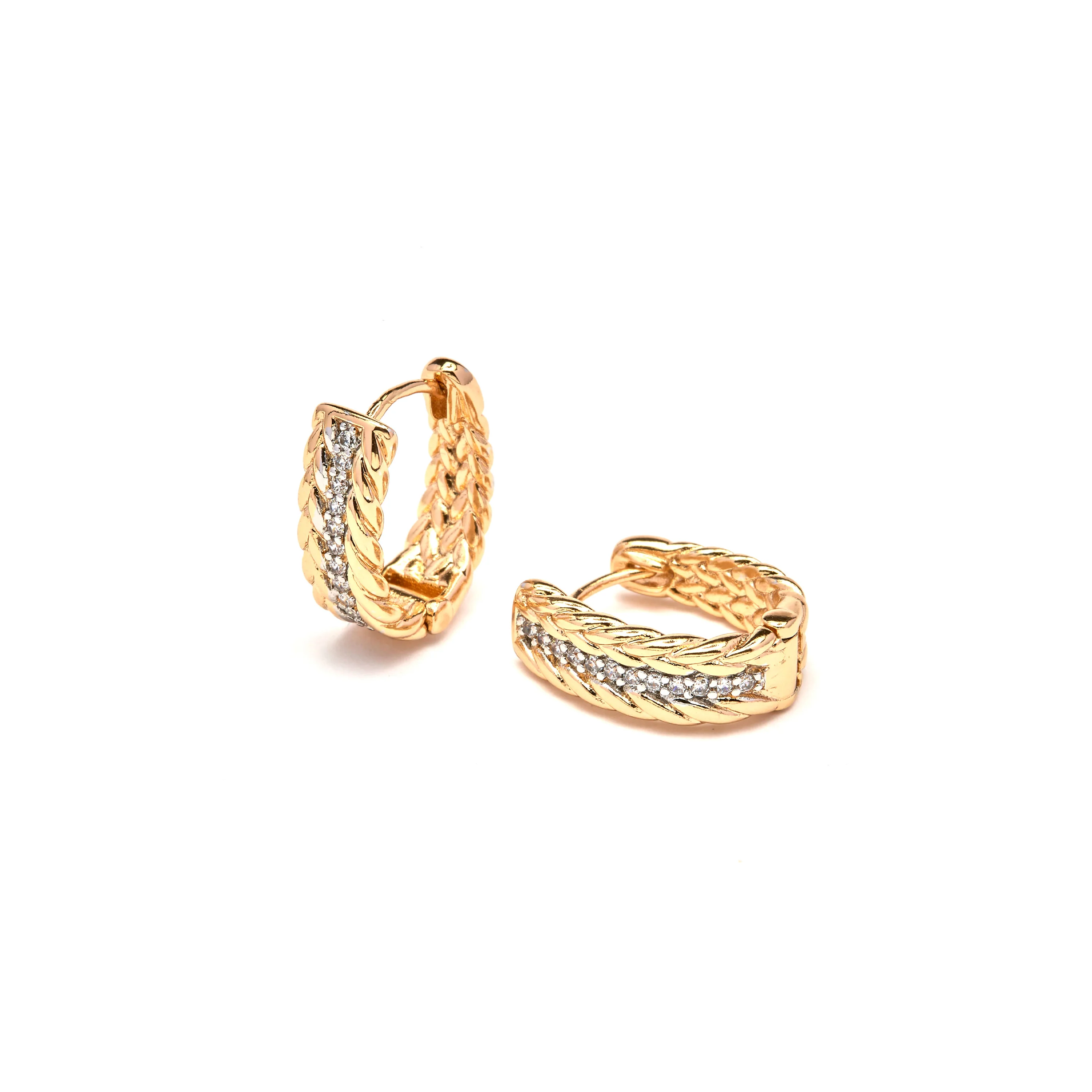 Pendientes de Circonita Brillante acabado en oro amarillo de 18k - Rah - Image 4