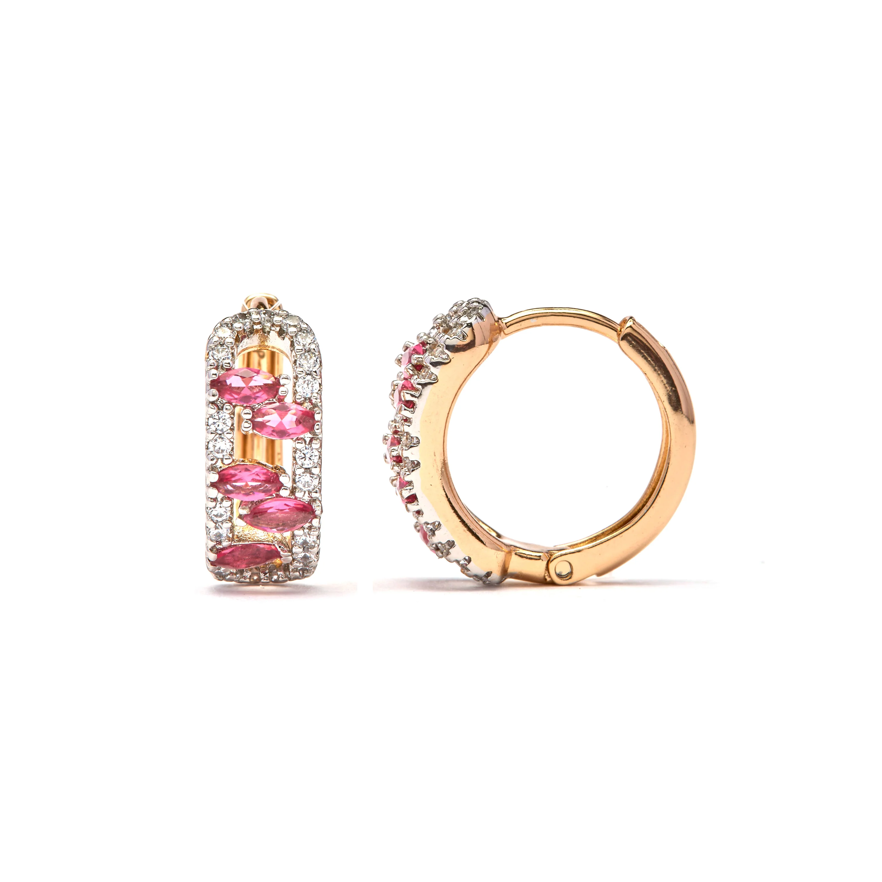 Pendientes de Circonita Rubí acabado en oro amarillo de 18k - Ussde