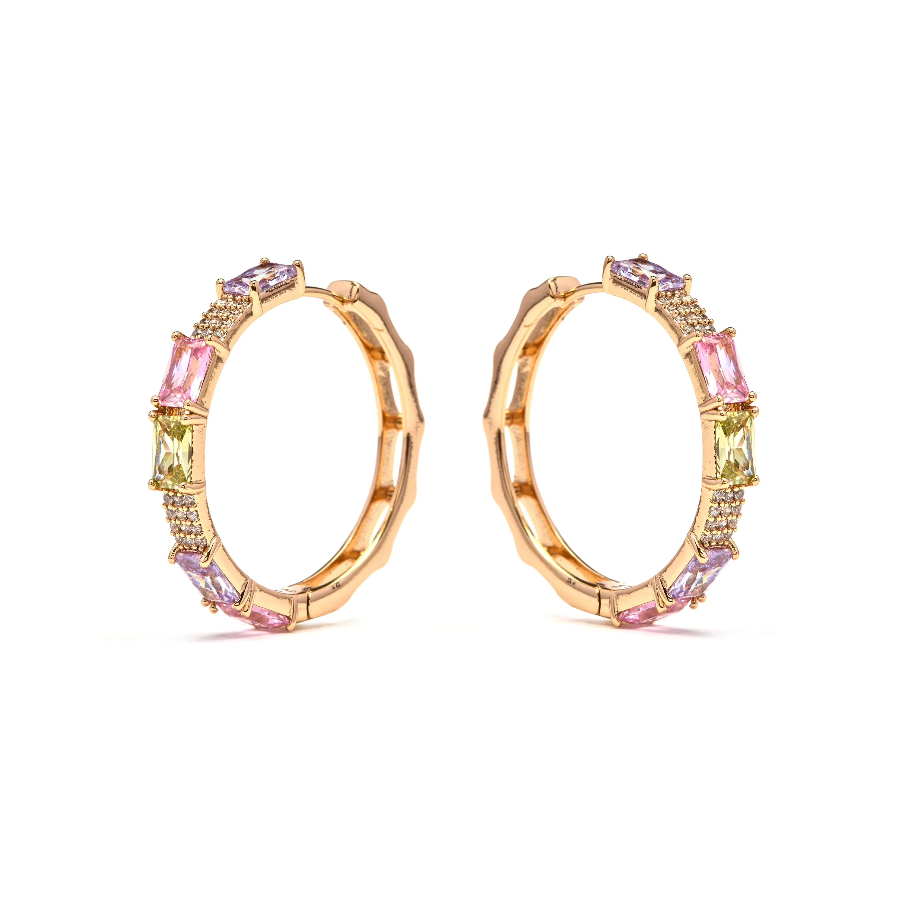 Pendientes de Circonita Multicolor acabado en oro amarillo de 18k - Ulfan - Image 3