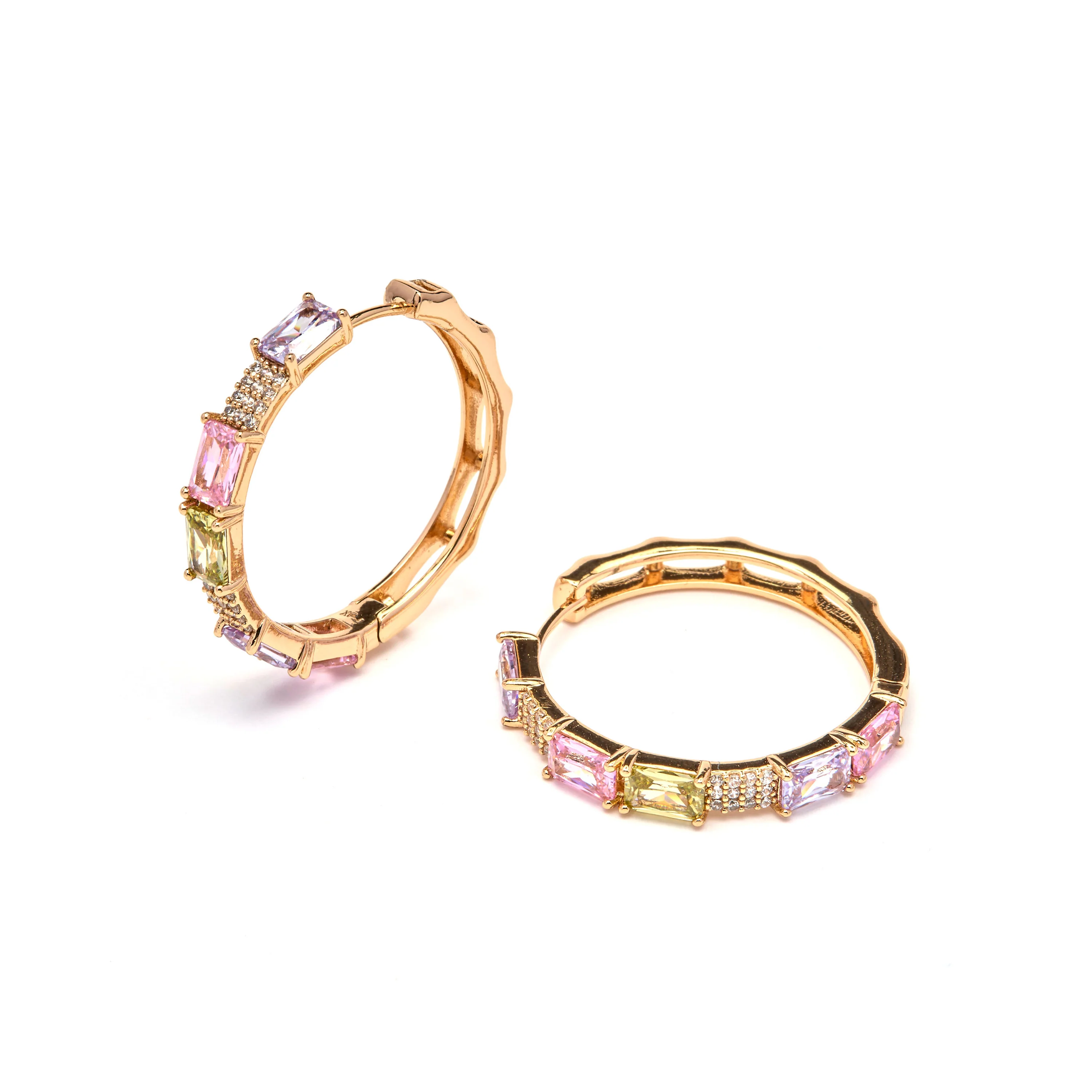 Pendientes de Circonita Multicolor acabado en oro amarillo de 18k - Ulfan - Image 4