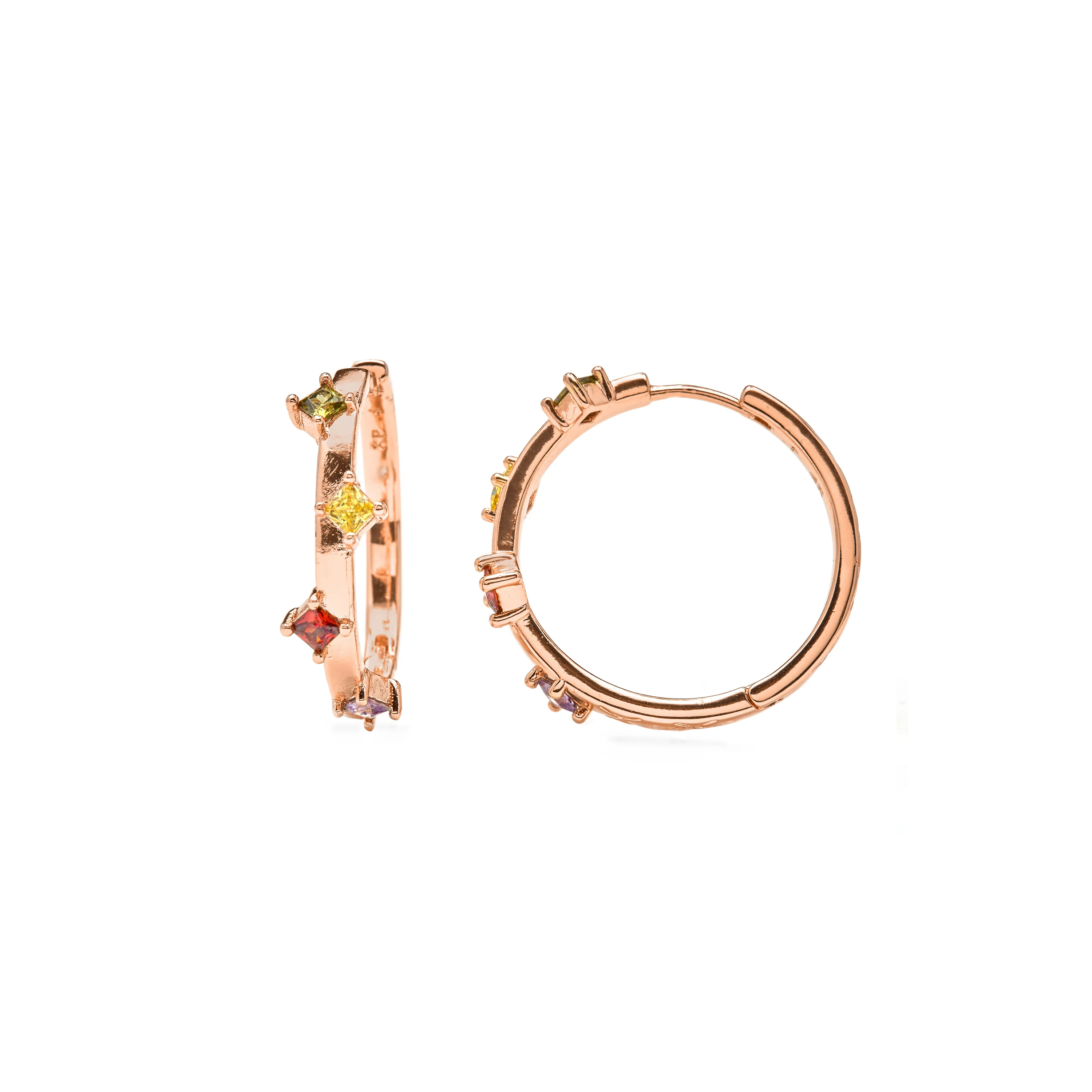Pendientes de Circonita Multicolor acabado en oro amarillo de 18k - Satore
