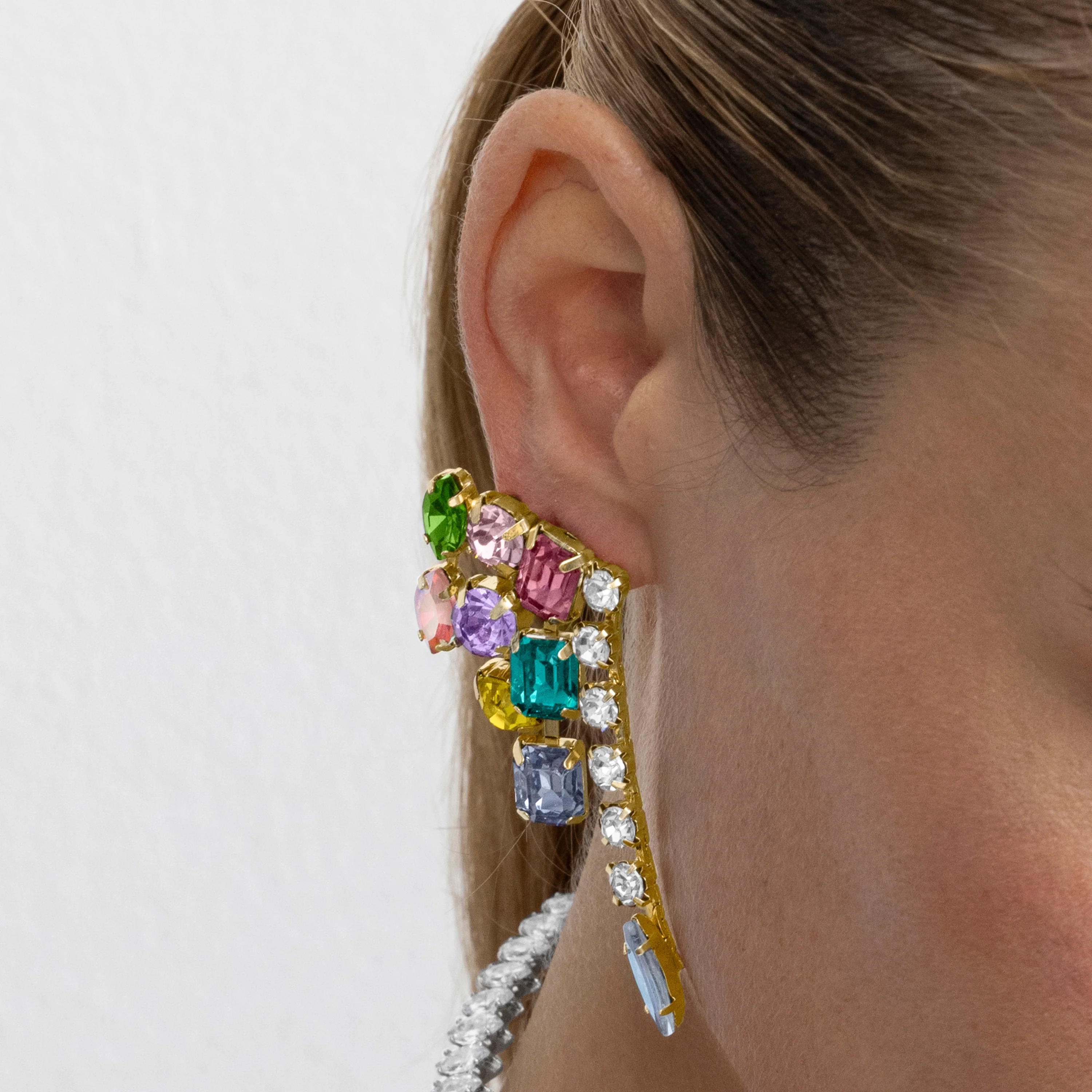 Pendientes con Cristal Multicolor acabado oro 18k - Shamwa - Image 3