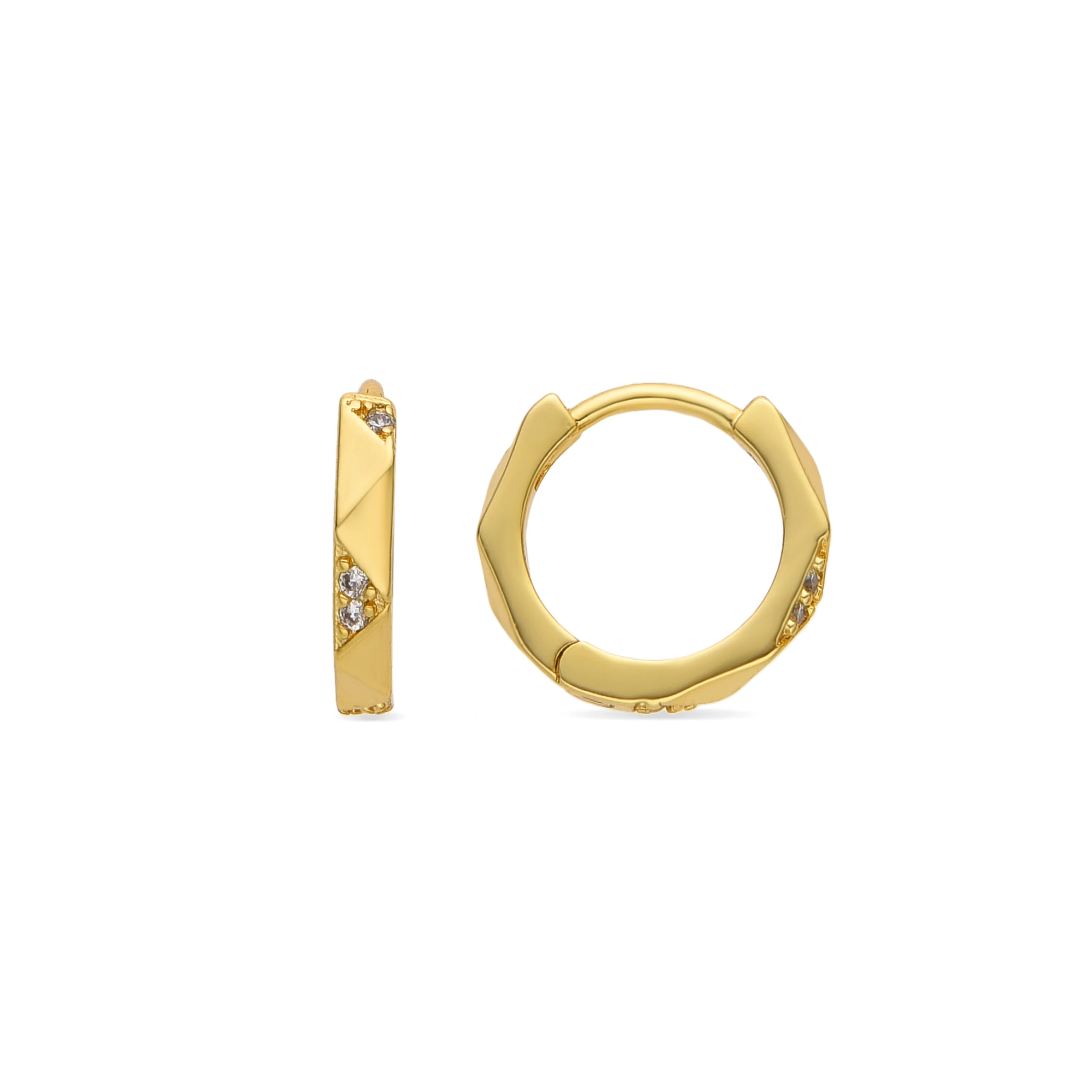 Pendientes de 9mm de diámetro con circonita acabado Oro Amarillo 18k - Shio