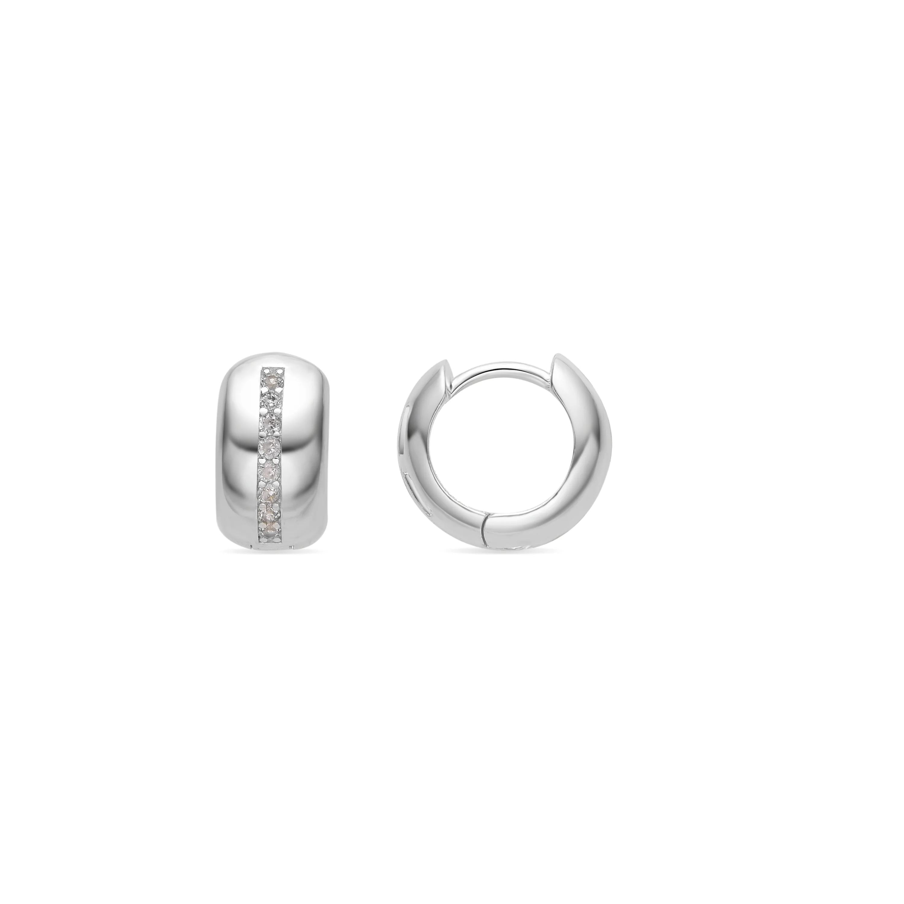 Pendientes de 9mm de diámetro con circonita acabado plata - Shio