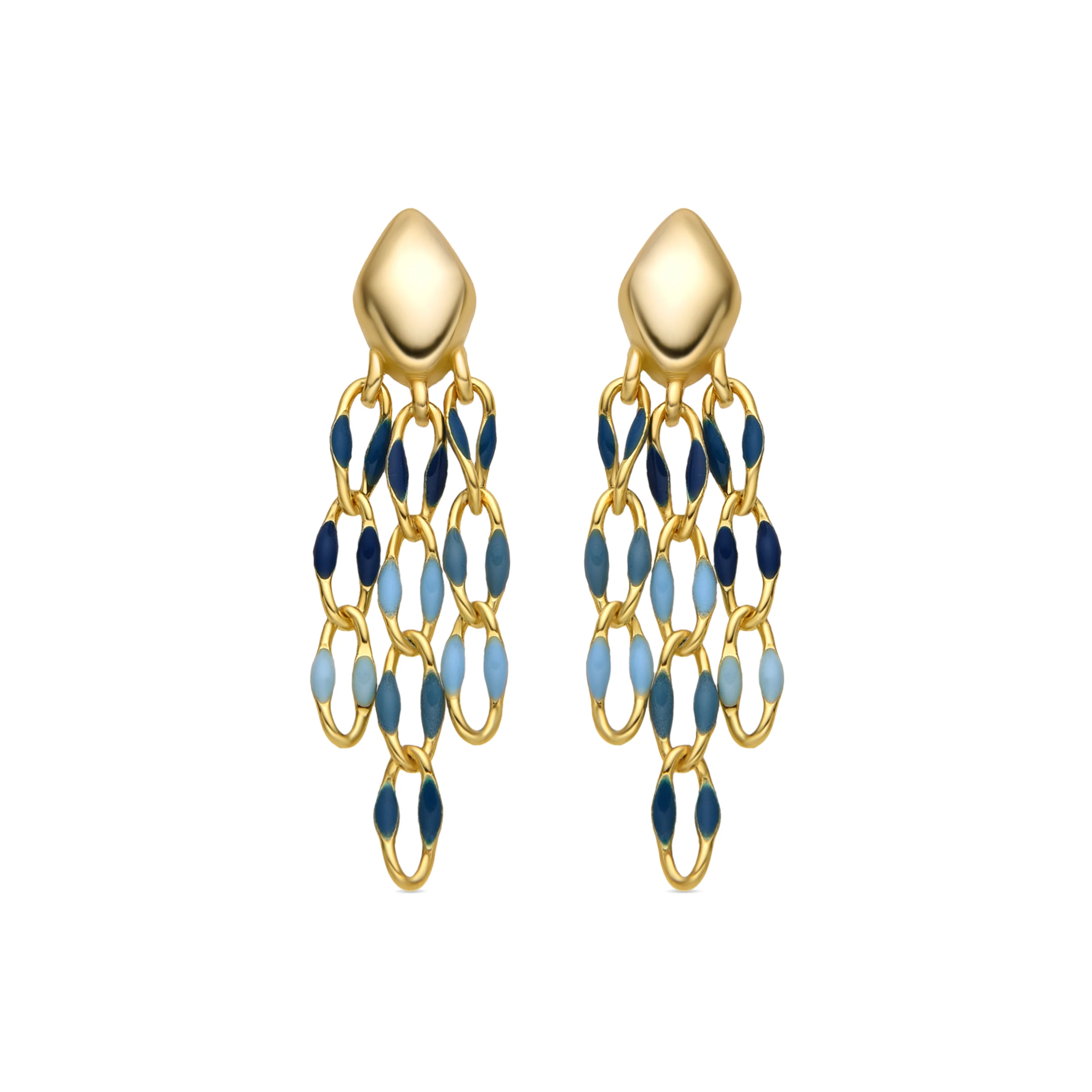 Pendientes de Plata de Ley 925 y Lacado Azul acabado oro 18k - Shione
